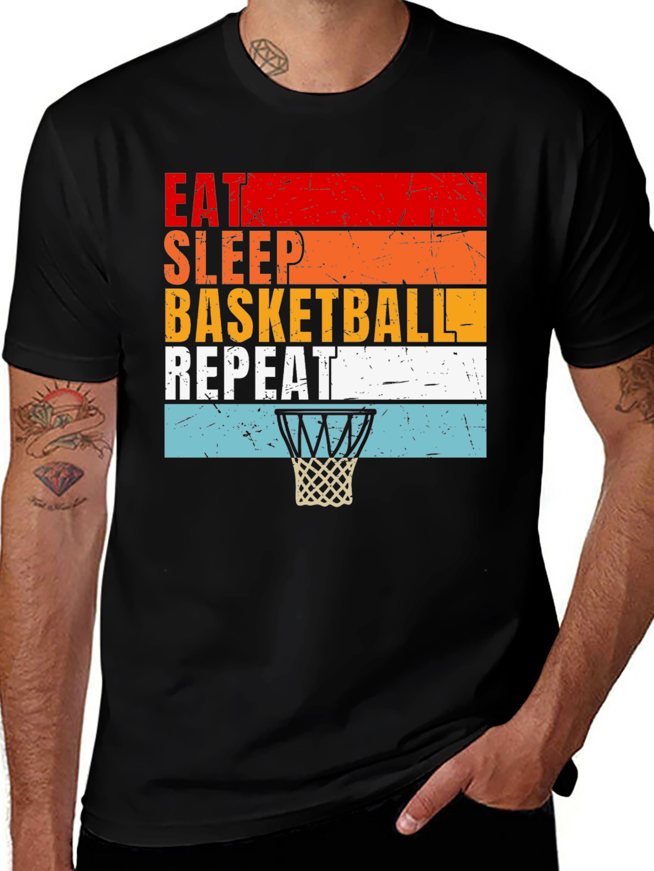 Variant 24 of Eat Sleep Basketball Repeat Graphic Tee