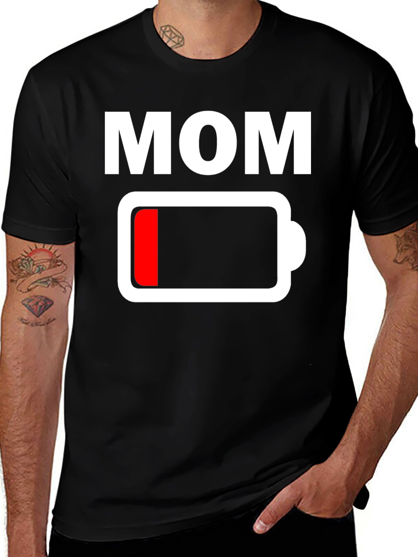 Variant 10 of Mom Low Battery Graphic T-Shirt - Funny Mother's Day Gift