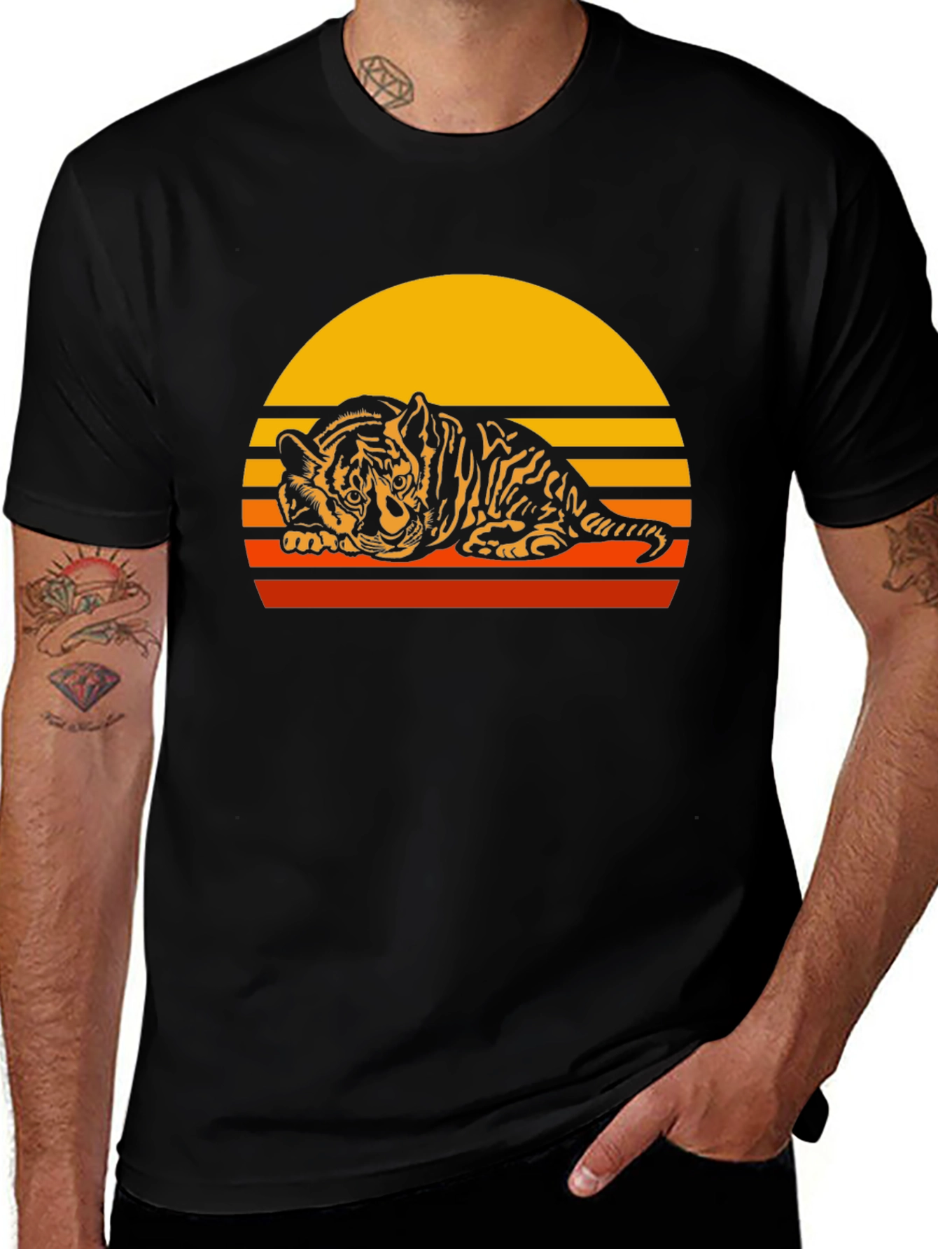 Variant 21 of Vintage Tiger Sunset Graphic Tee