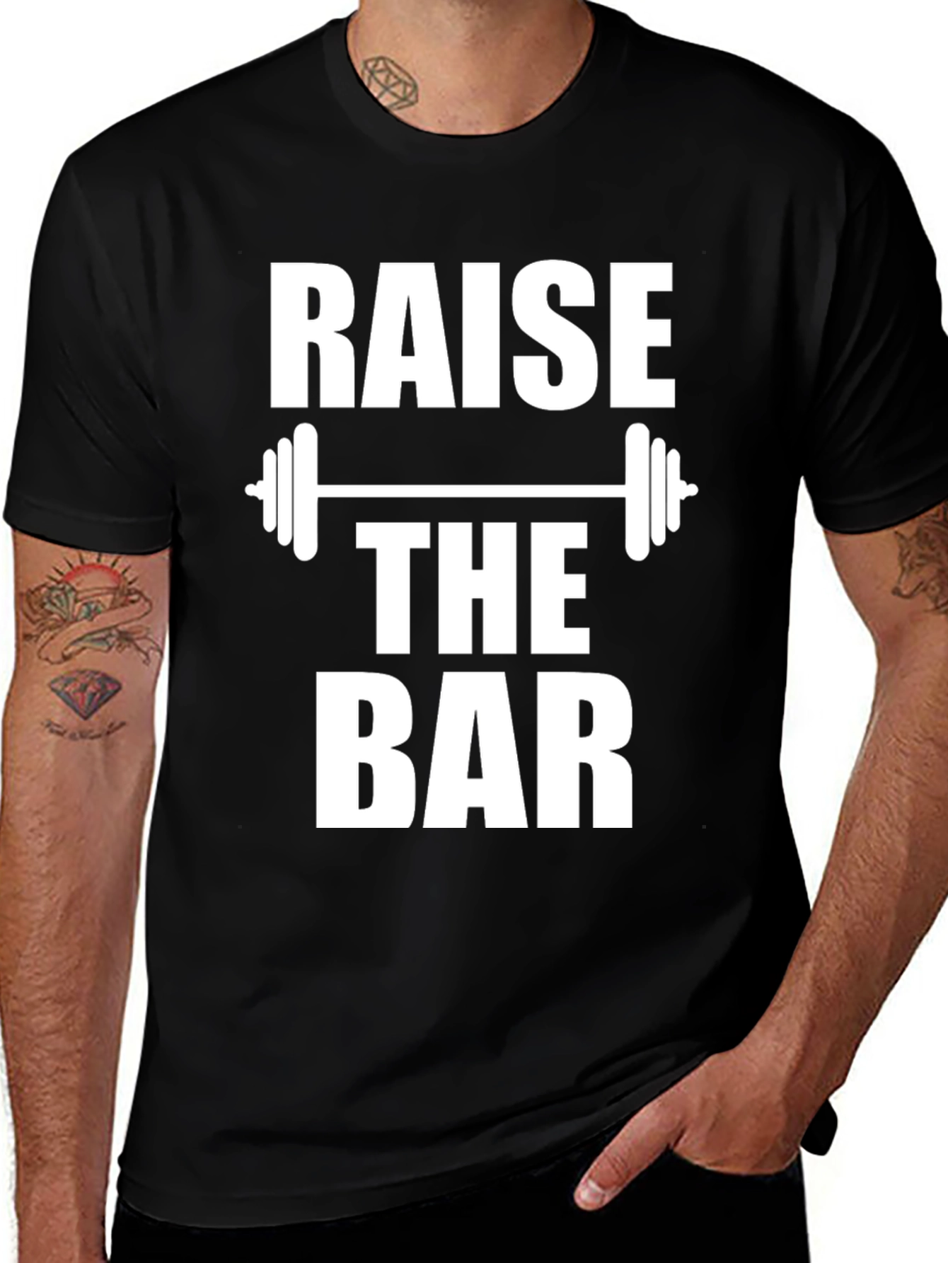 Raise The Bar Black Graphic Tee - Gym Motivation