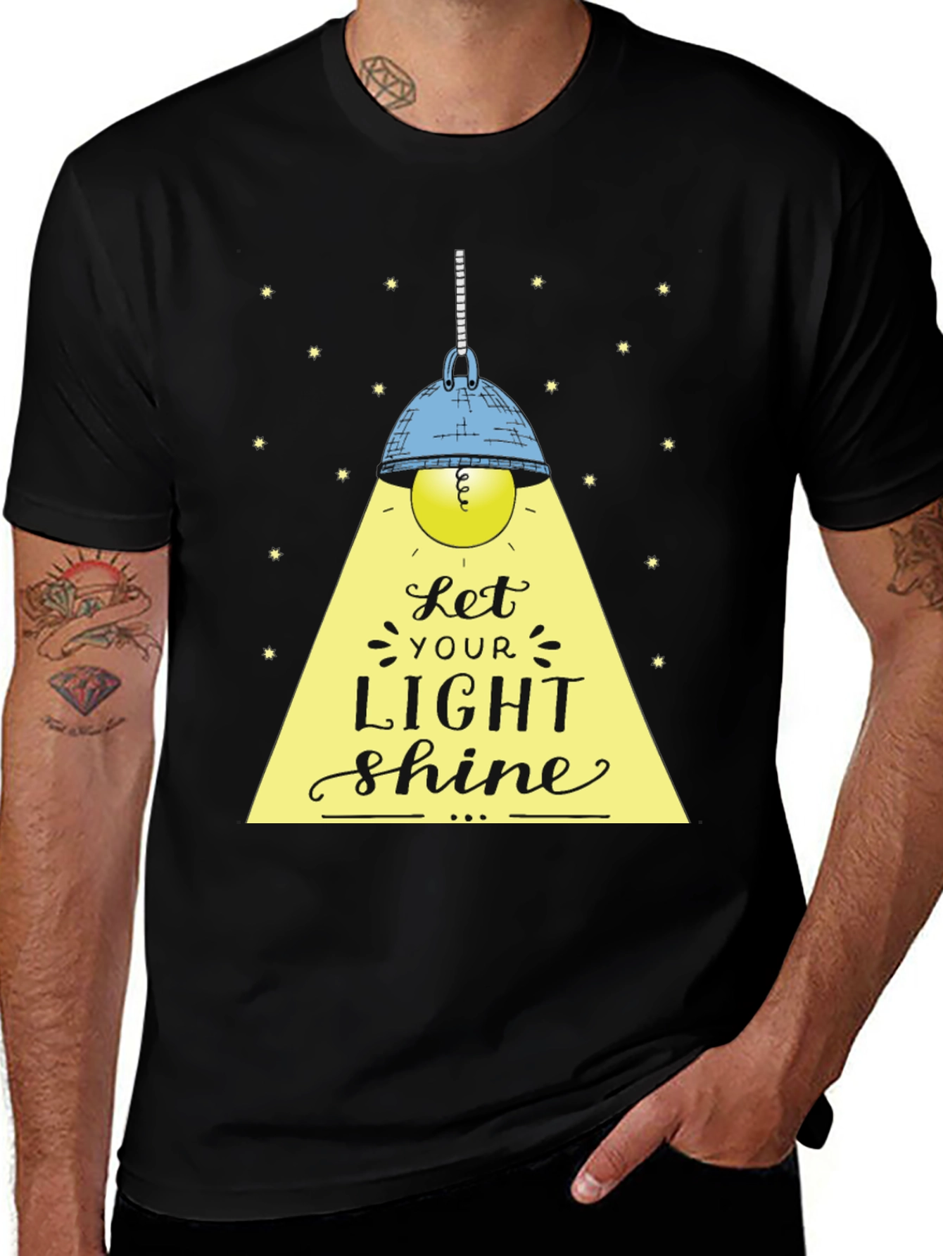 Variant 26 of Let Your Light Shine Black Graphic T-Shirt