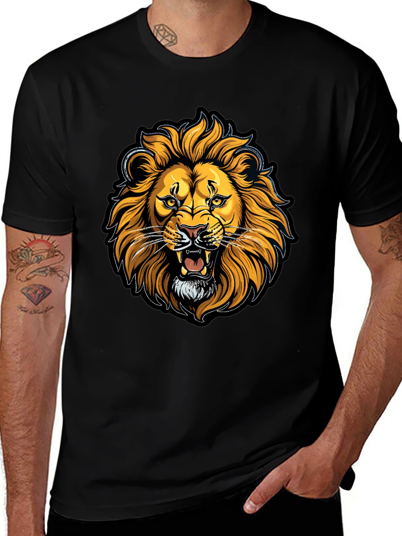 Variant 7 of Lion Graphic Black T-Shirt