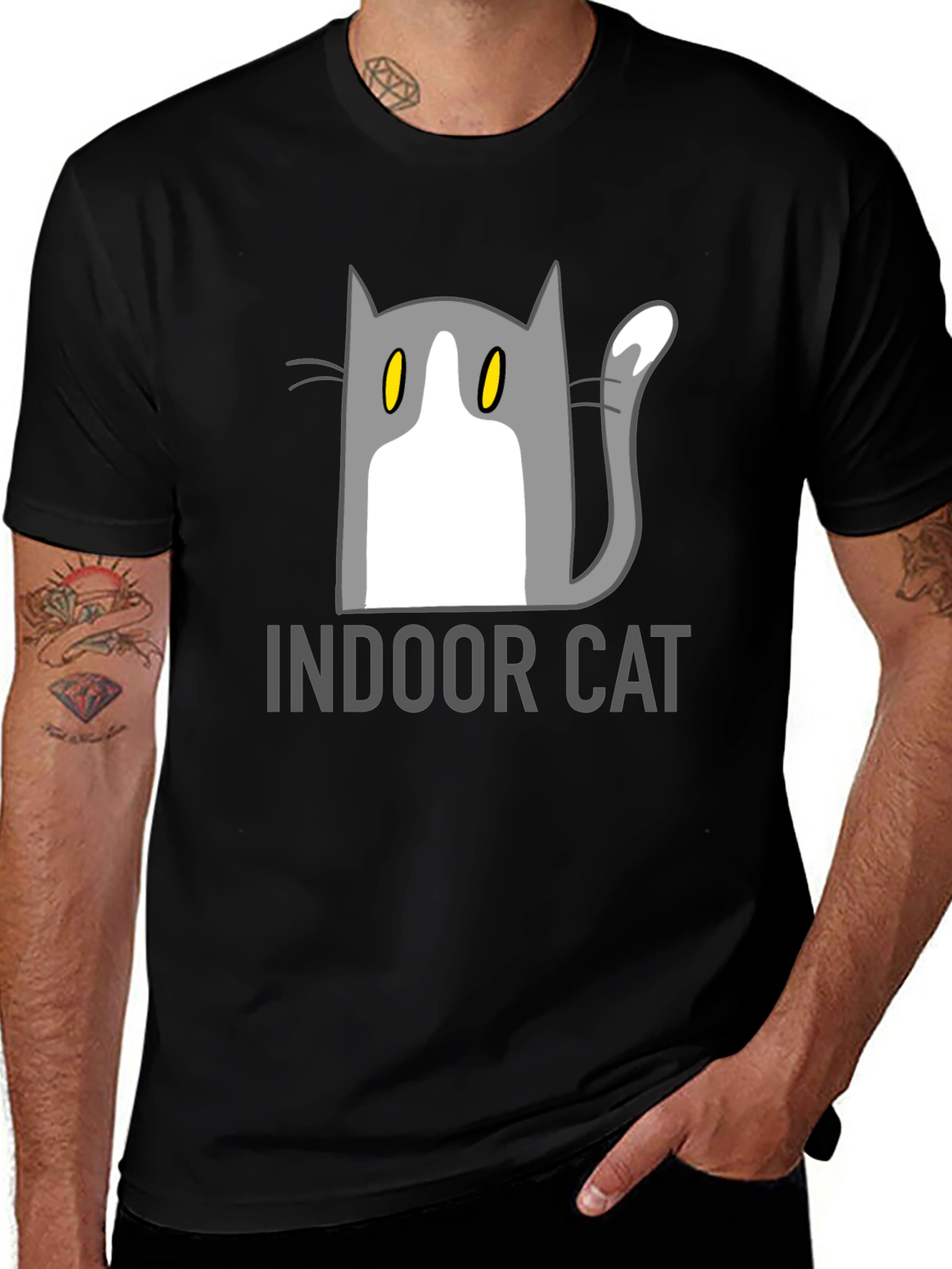 Indoor Cat Graphic T-Shirt - Unisex Black Tee