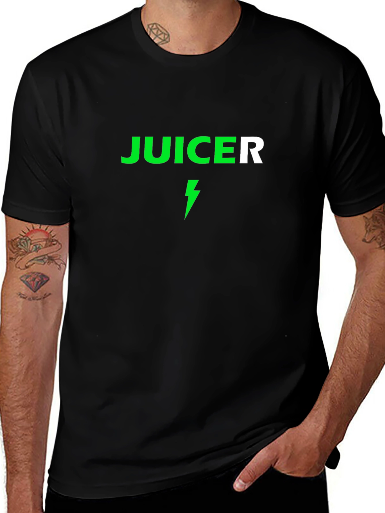 Variant 20 of Juicer Lightning Bolt Graphic Tee - Black Cotton T-Shirt