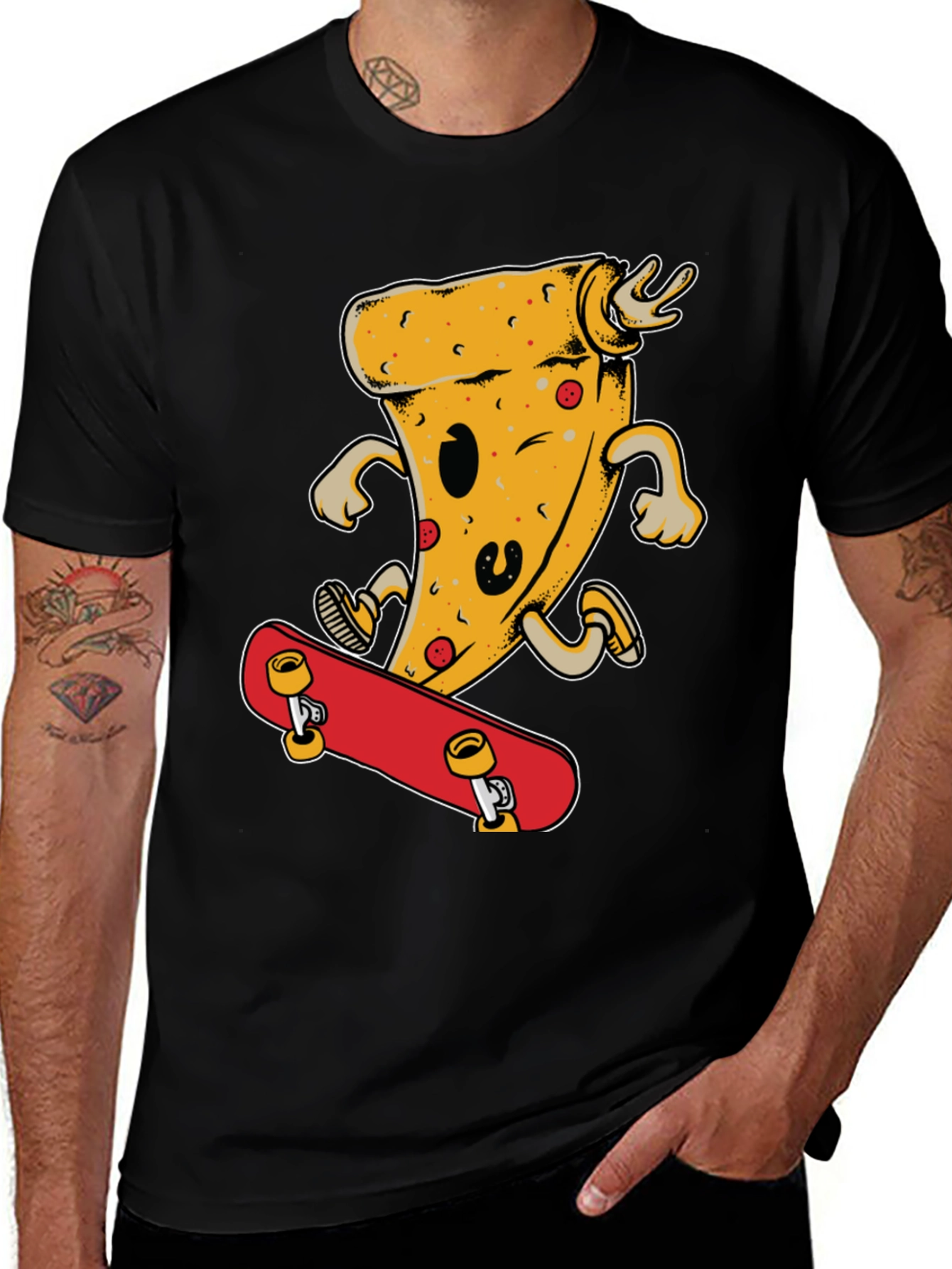 Variant 25 of Pizza Skateboard T-Shirt - Fun & Stylish