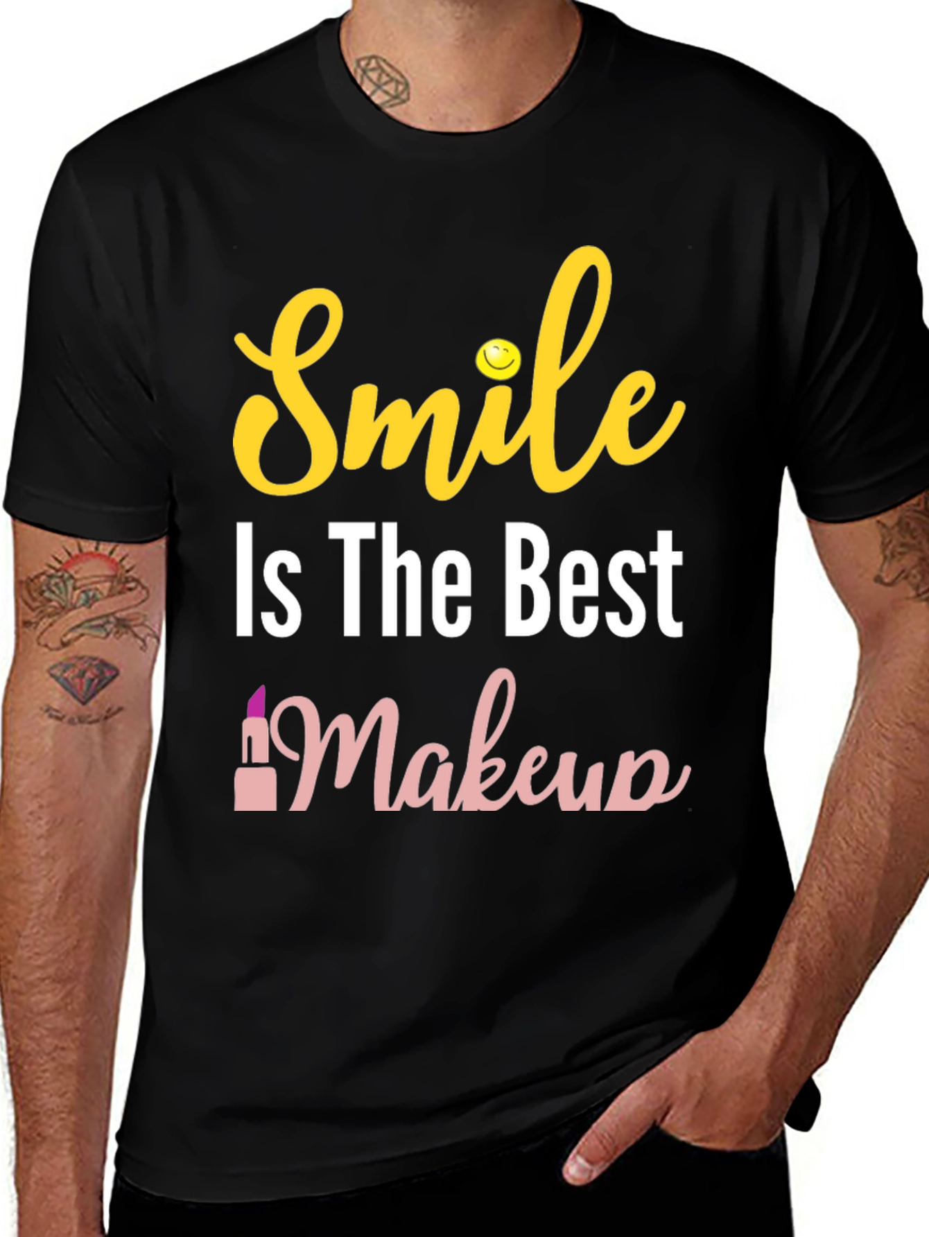 Variant 17 of Smile is The Best Makeup Black T-Shirt