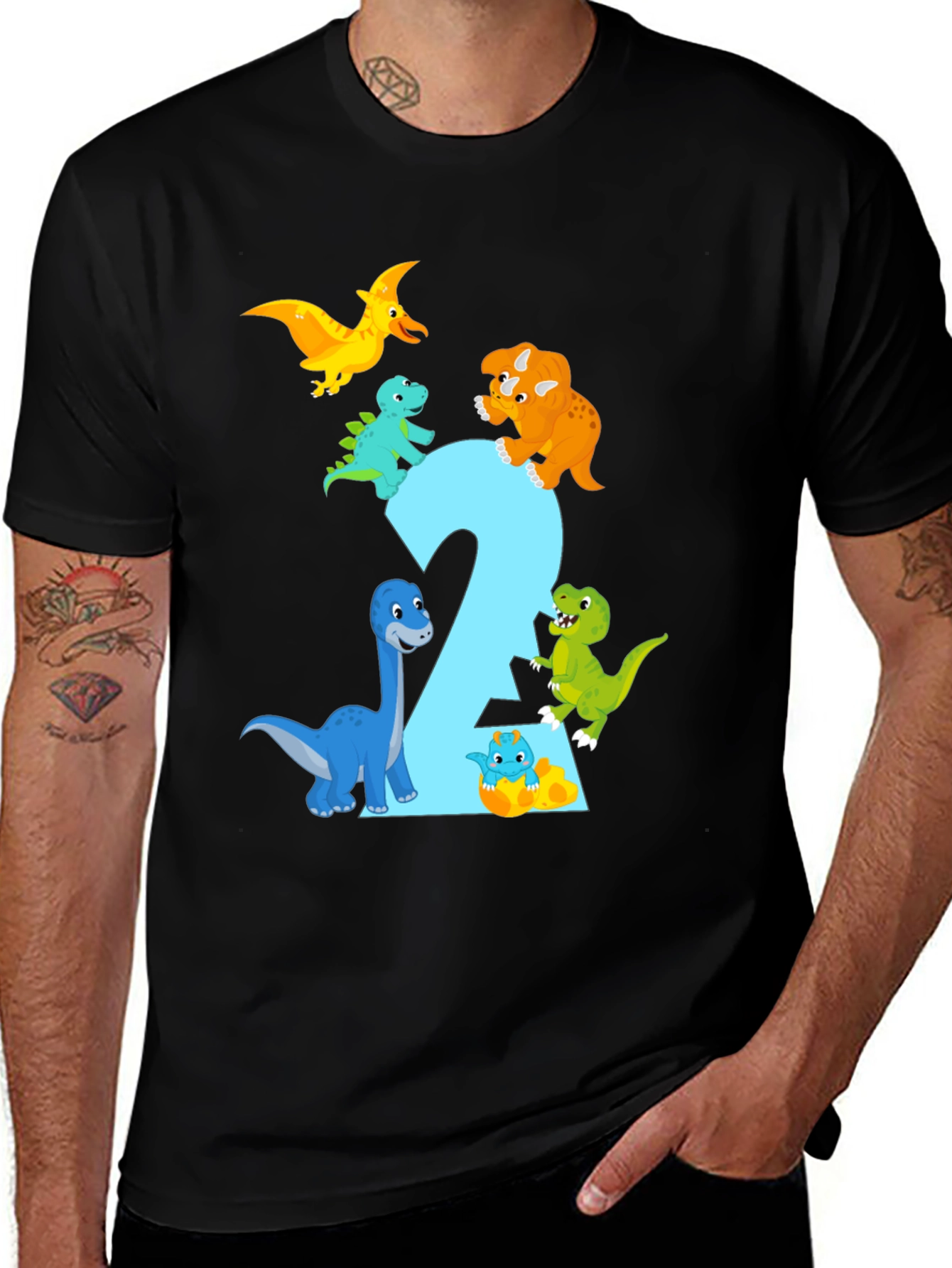 Variant 13 of Dinosaur Birthday T-Shirt - Age 2