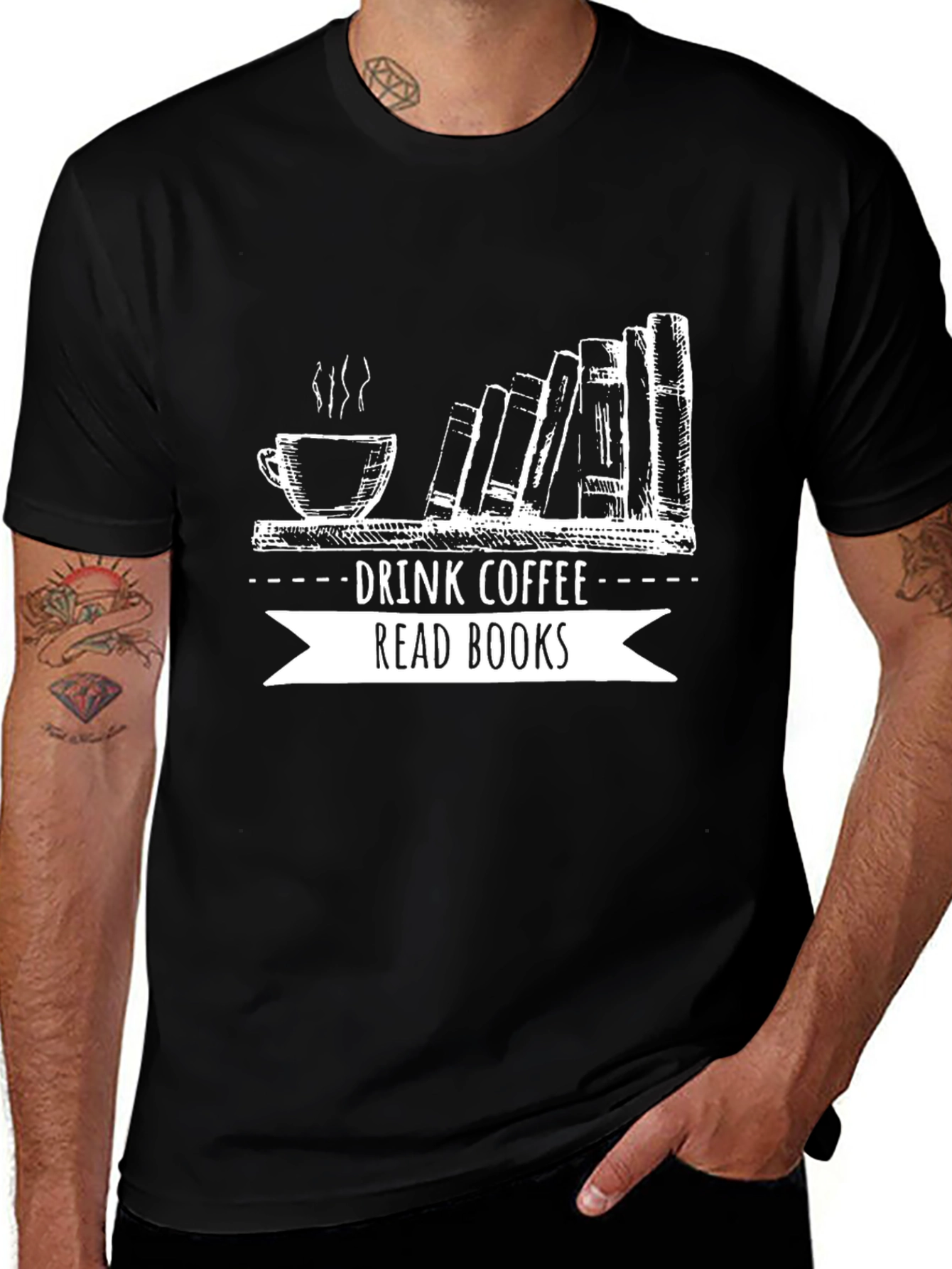 Variant 19 of Drink Coffee Read Books Graphic Tee