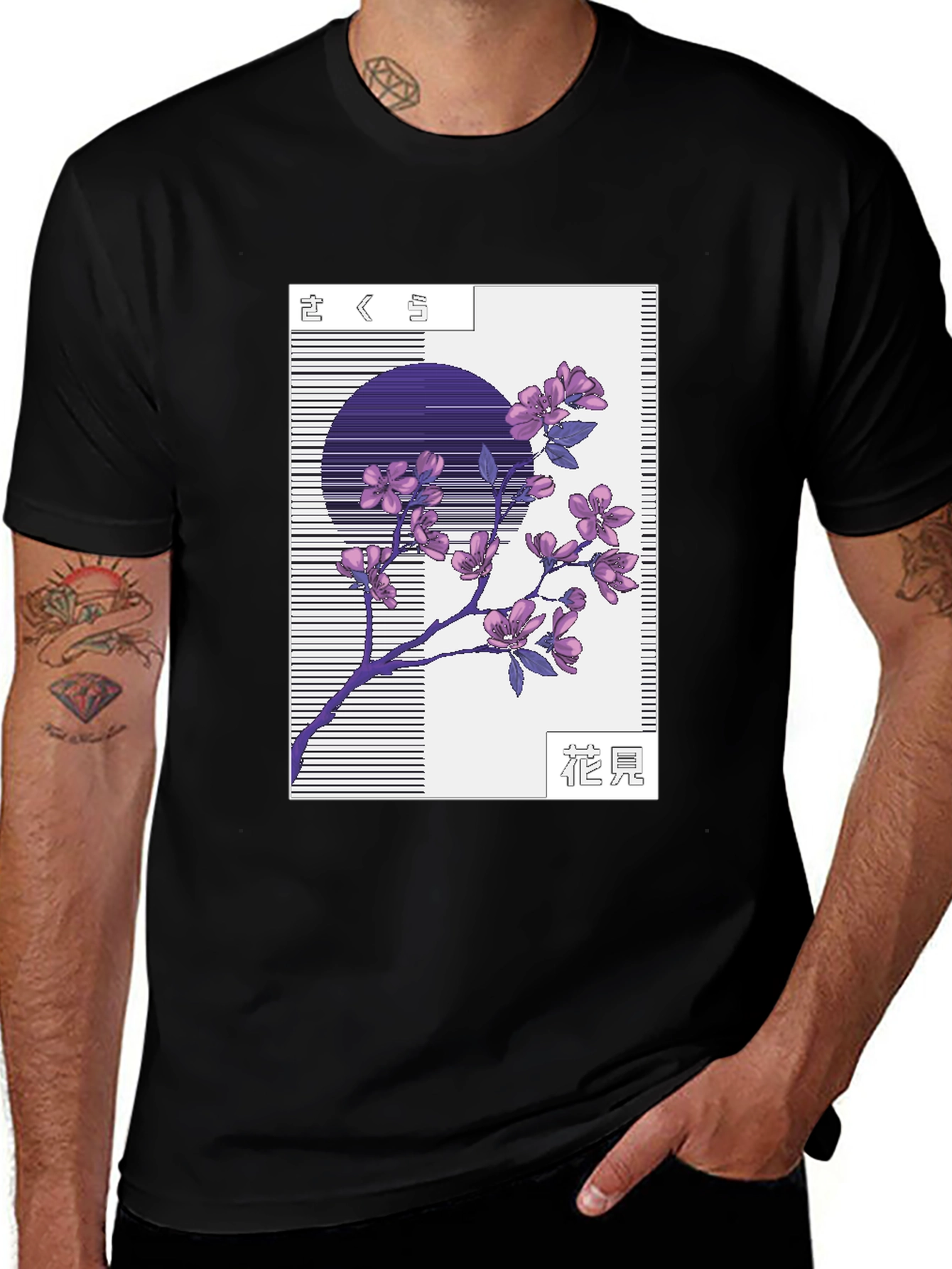 Variant 25 of Sakura Blossom Graphic Tee - Stylish Black T-Shirt