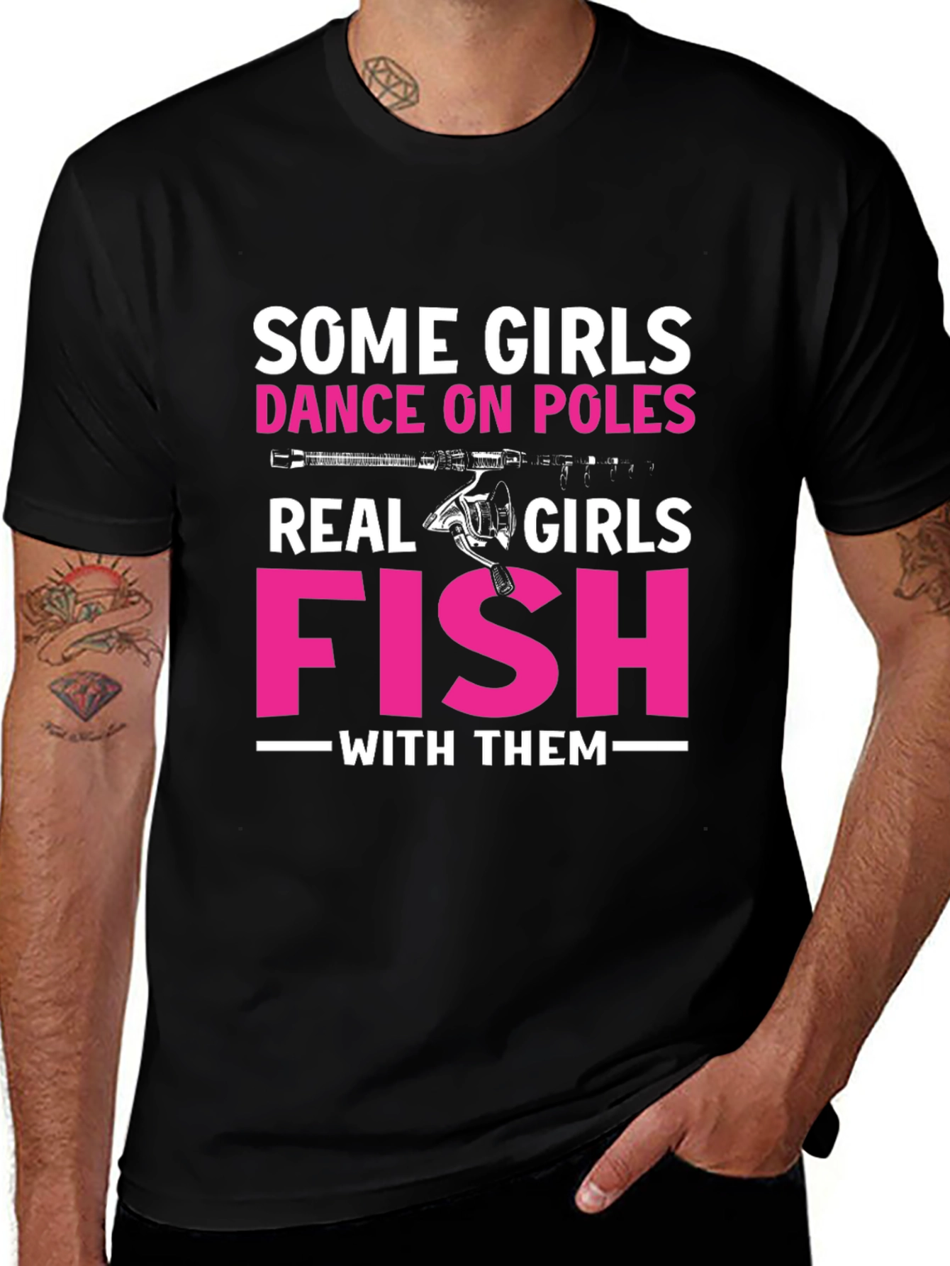Variant 13 of Fishing Girls T-Shirt - Dance on Poles Humor Tee