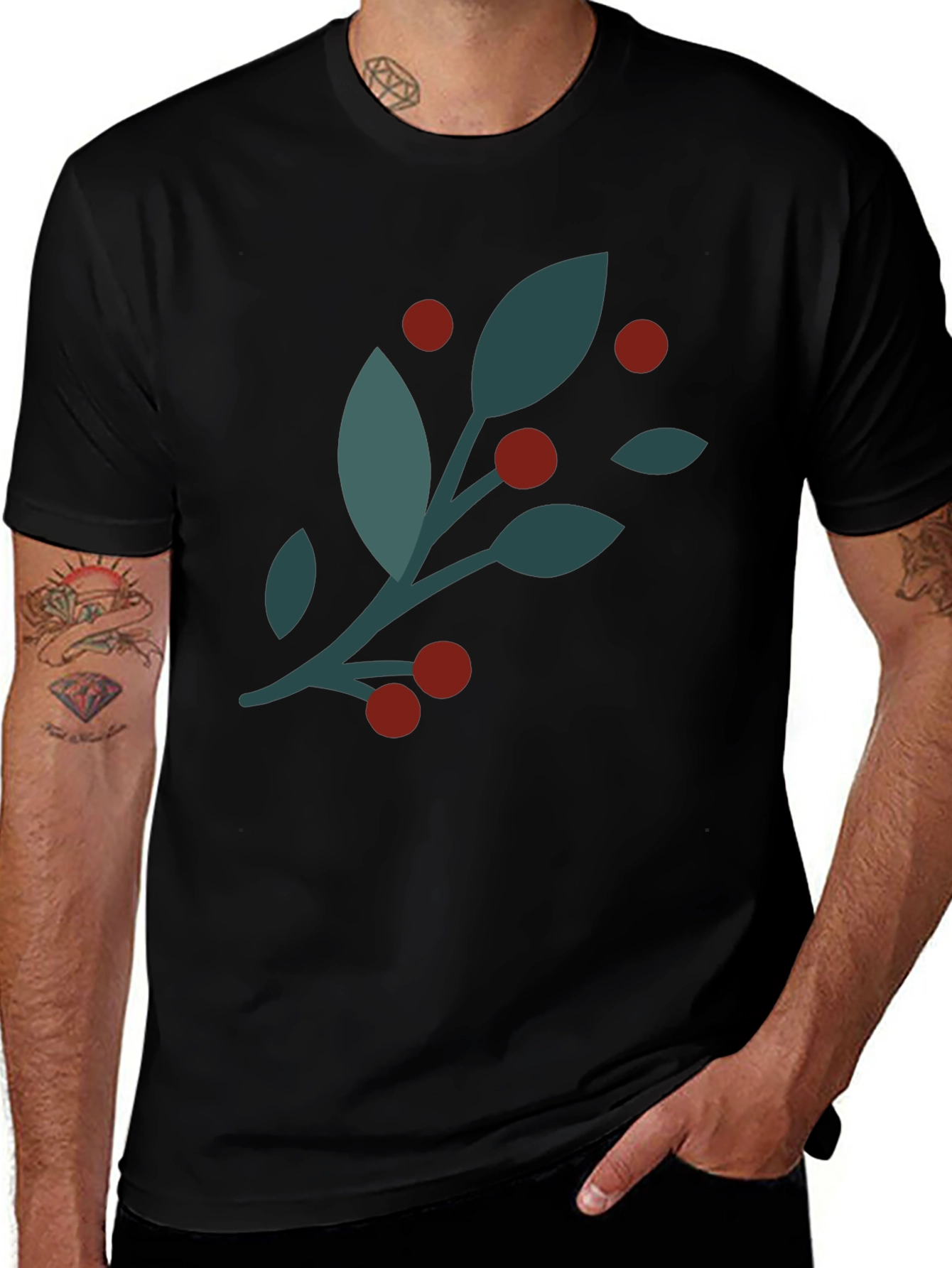 Variant 8 of Berry Branch Graphic Tee - Stylish Casual Wear