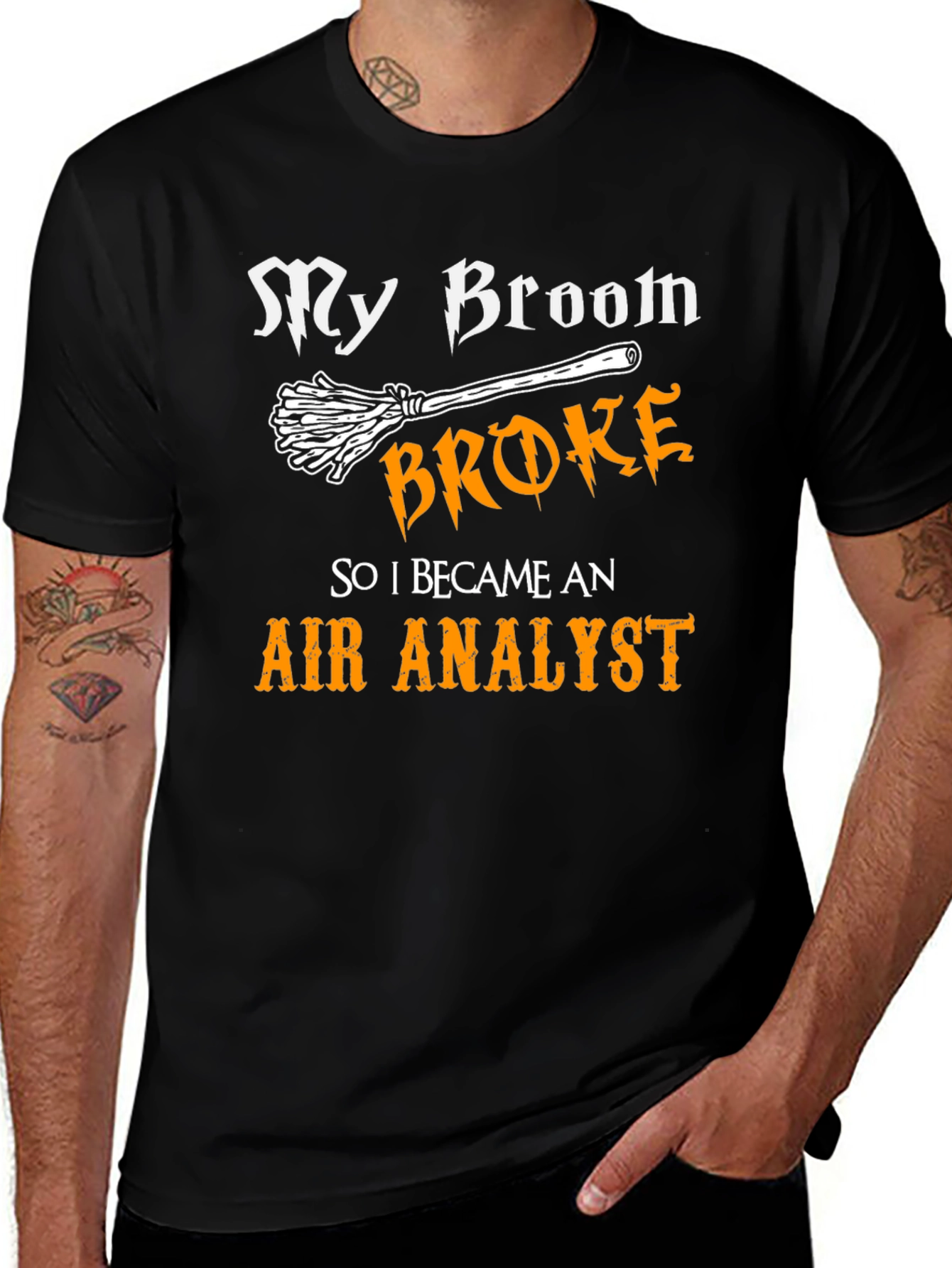 Funny Air Analyst T-Shirt, Broken Broom Tee