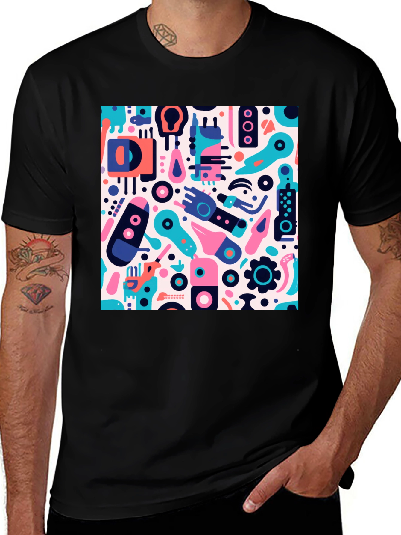 Variant 24 of Abstract Pattern Black T-Shirt