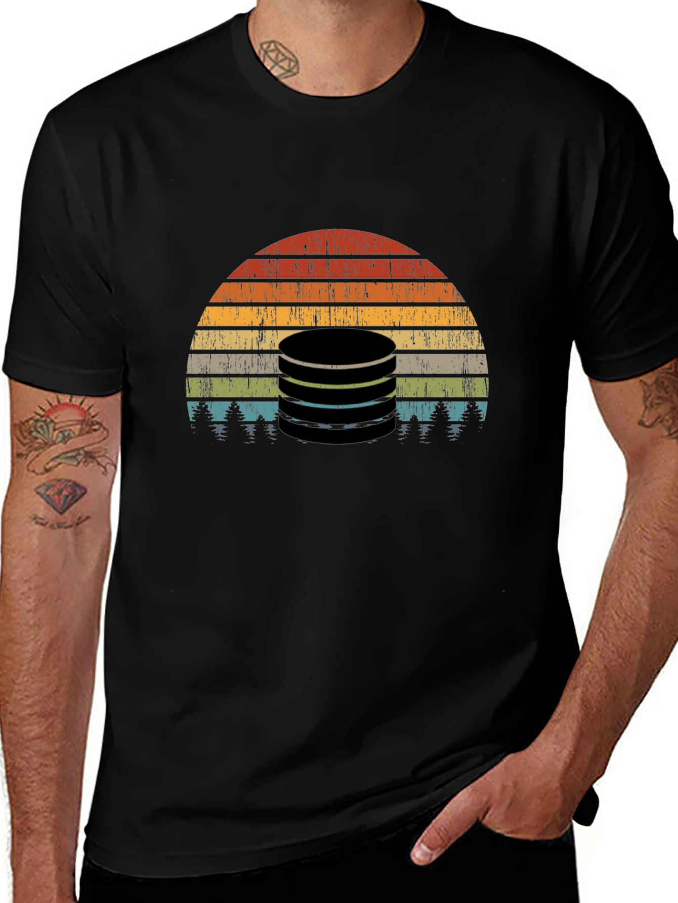 Variant 6 of Retro Database Sunset T-Shirt - Data Nerd Tee
