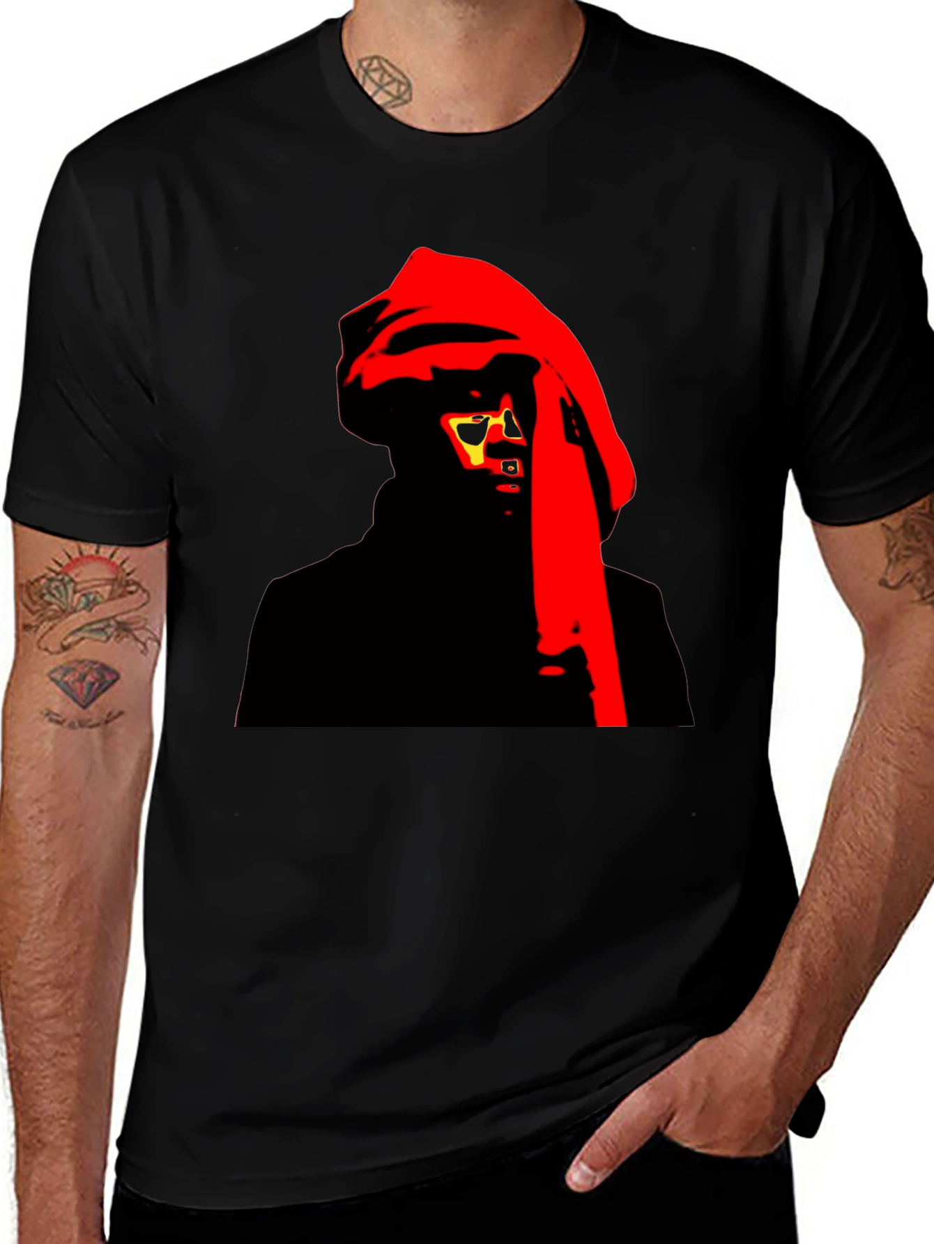 Variant 23 of Mystic Graphic Tee - Red and Black Design