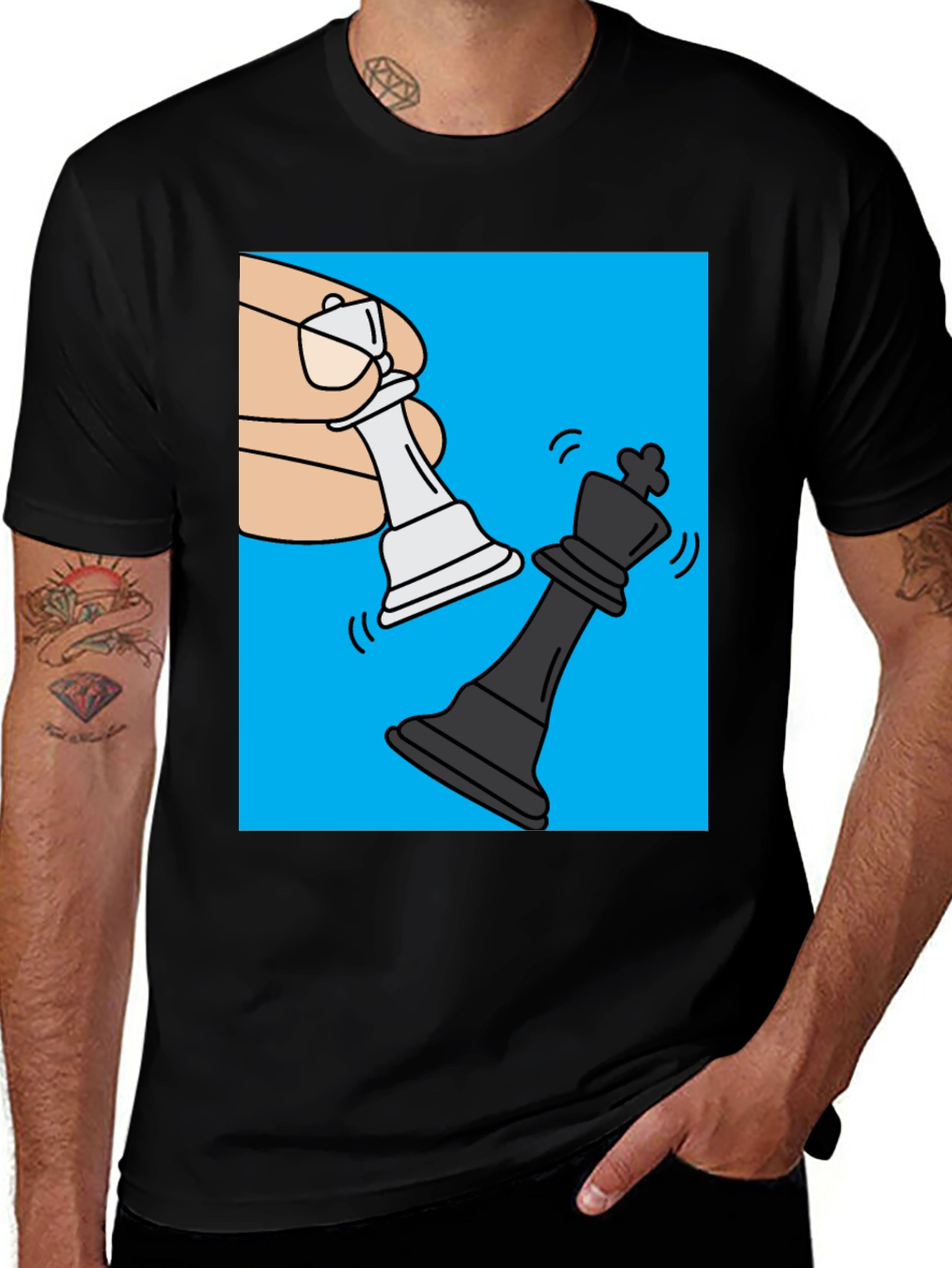 Variant 13 of Chess Mate Graphic Tee - Black Cotton Shirt