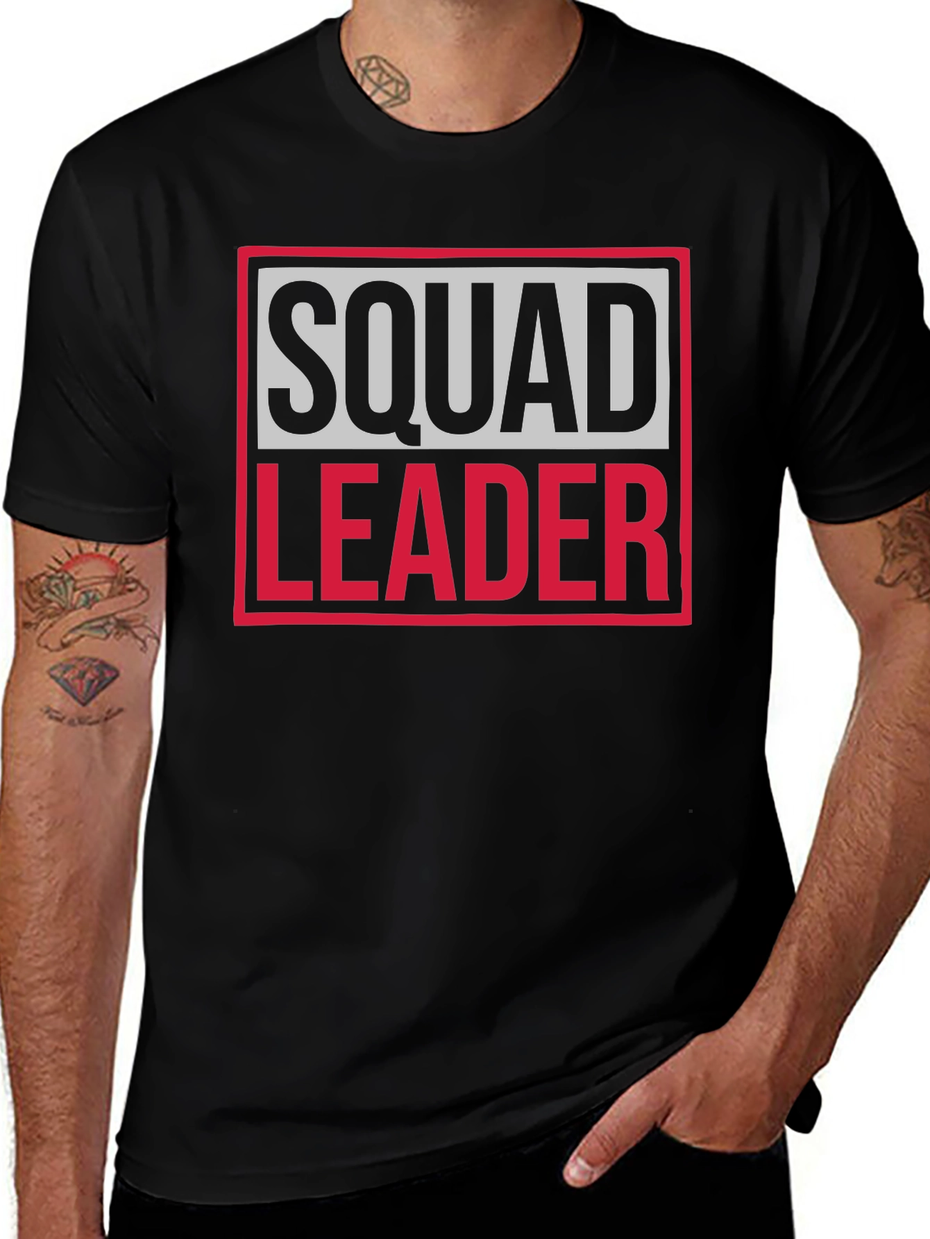 Variant 6 of Squad Leader Graphic Tee - Black Cotton T-Shirt