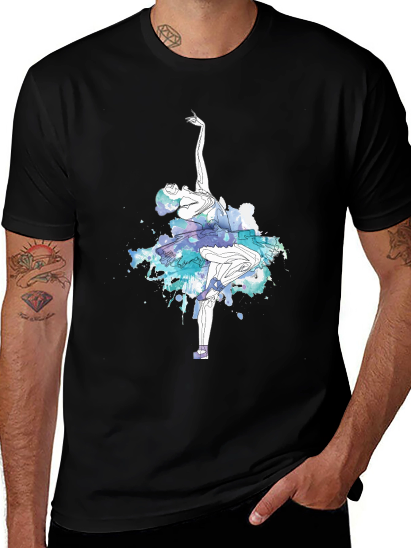Variant 7 of Ballerina Watercolor Graphic Tee - Artsy Dance T-Shirt