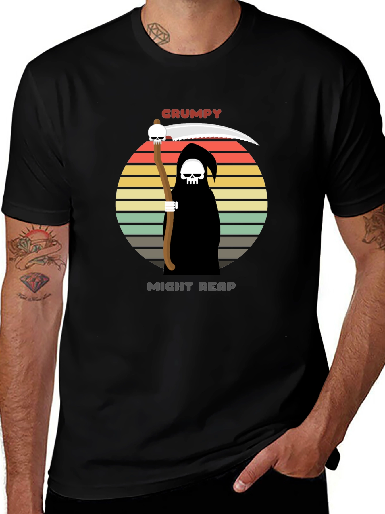 Variant 26 of Grumpy Might Reap Black Graphic T-Shirt
