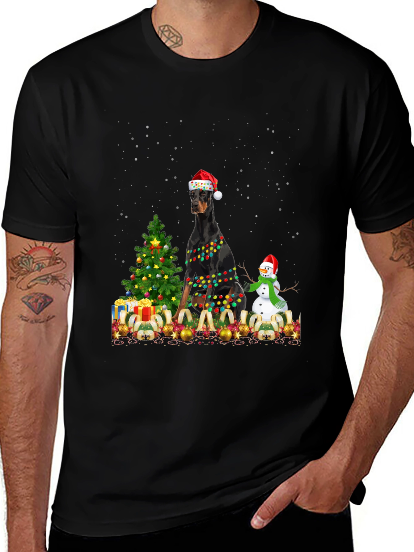 Festive Doberman Christmas T-Shirt