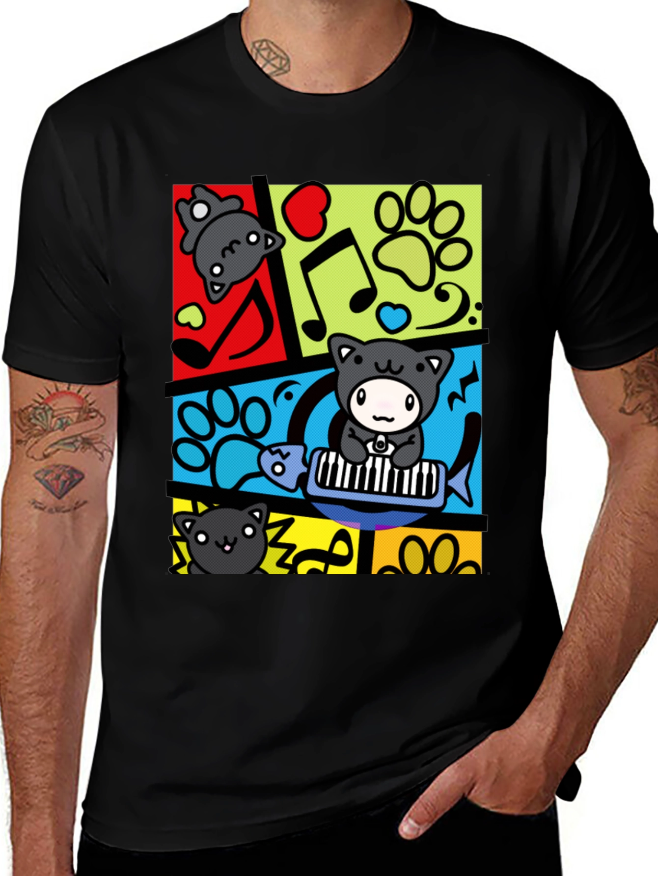 Variant 30 of Cute Cat & Music T-Shirt