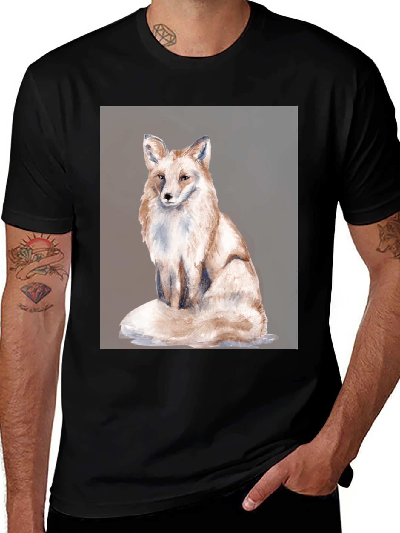 Variant 14 of Fox Watercolor Graphic Tee - Stylish Unisex T-Shirt