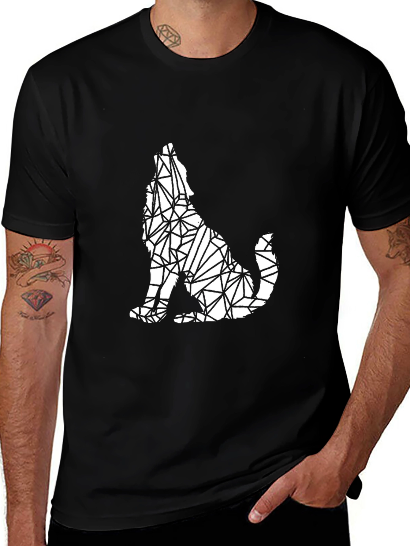 Variant 23 of Geometric Wolf Graphic Tee - Modern Style