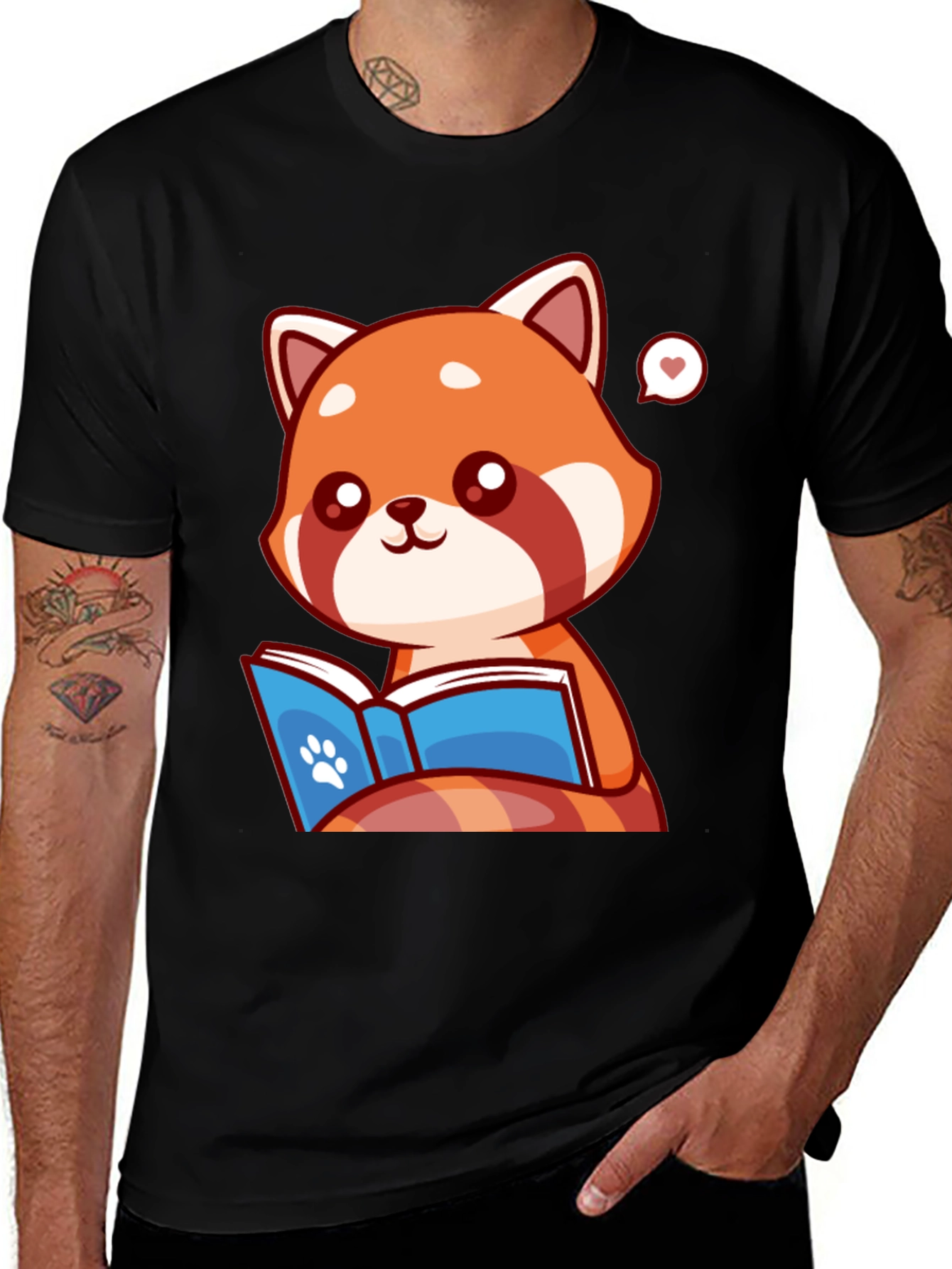 Variant 3 of Cute Red Panda Reading Book Graphic Tee