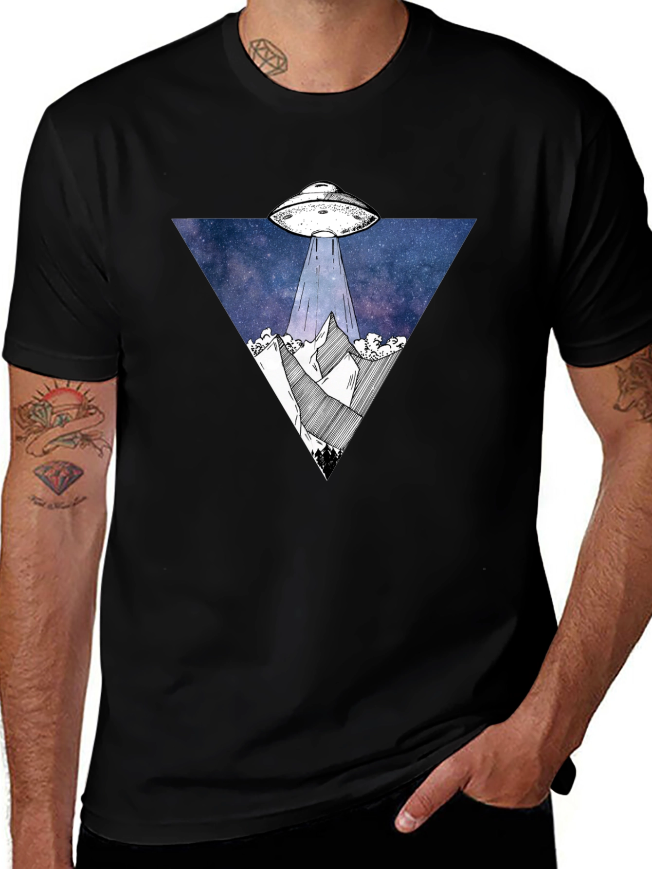 UFO Abduction T-Shirt - Cosmic Mountain Design