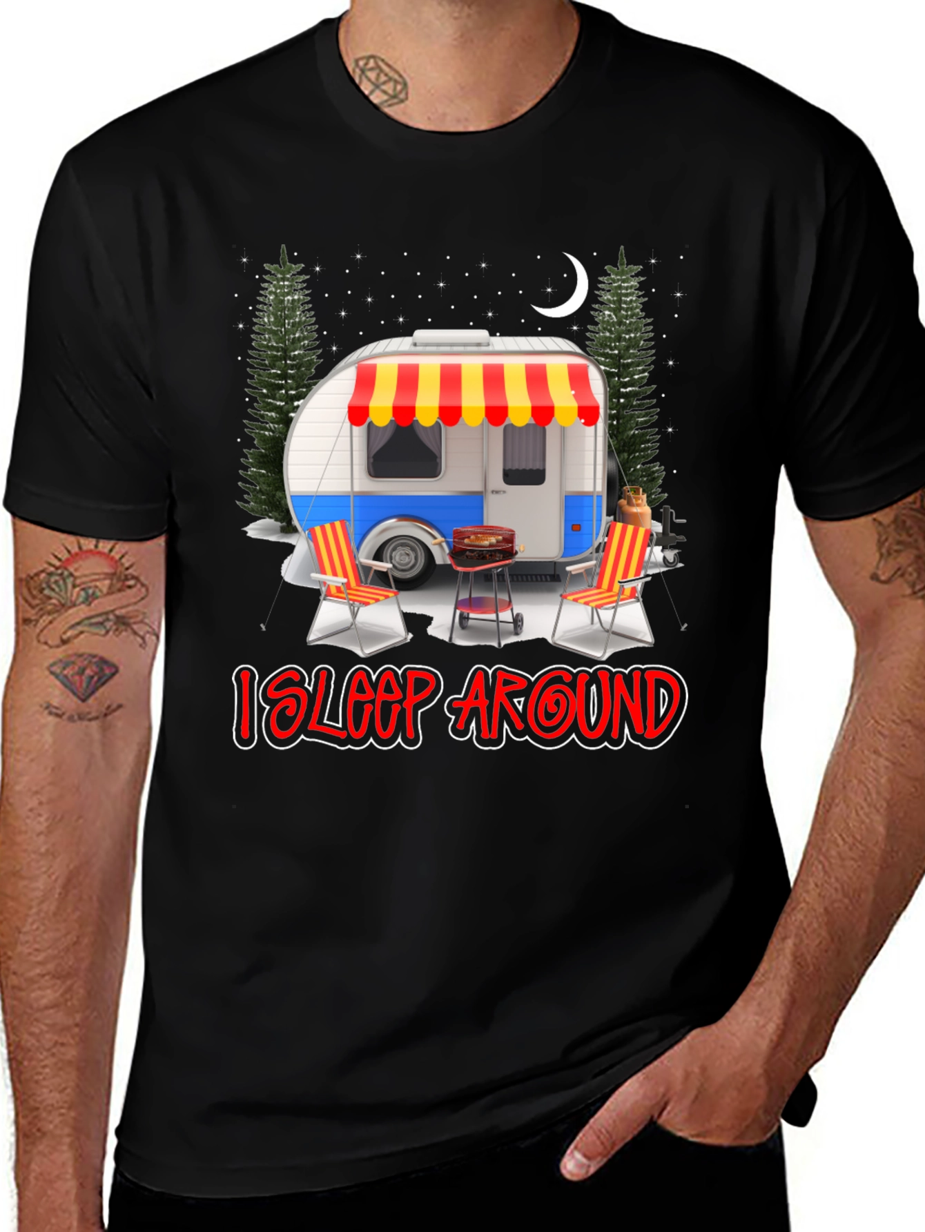 Variant 19 of I Sleep Around Camping Graphic Tee