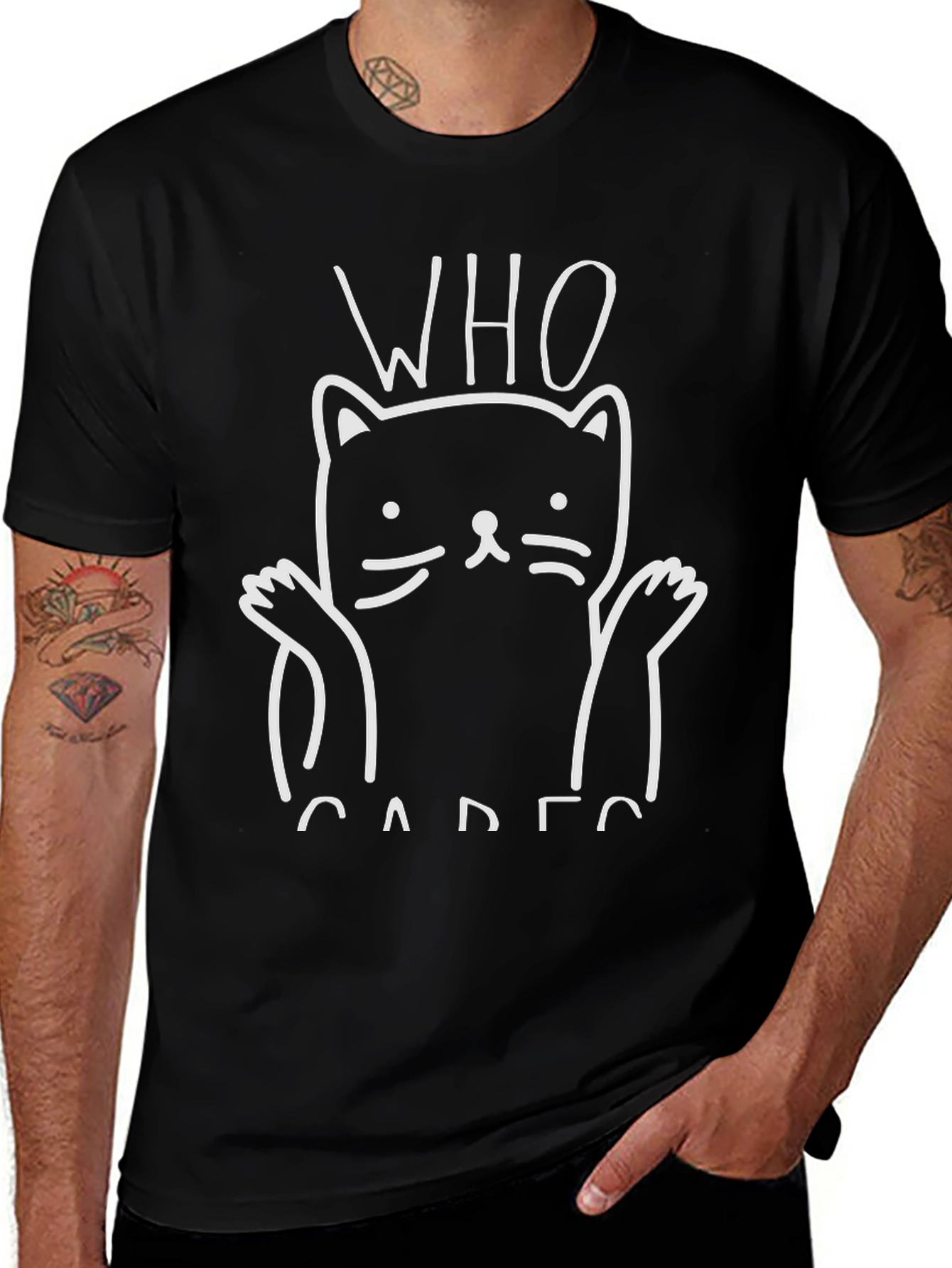 Variant 22 of Who Cares Cat Graphic Tee - Funny Unisex T-Shirt
