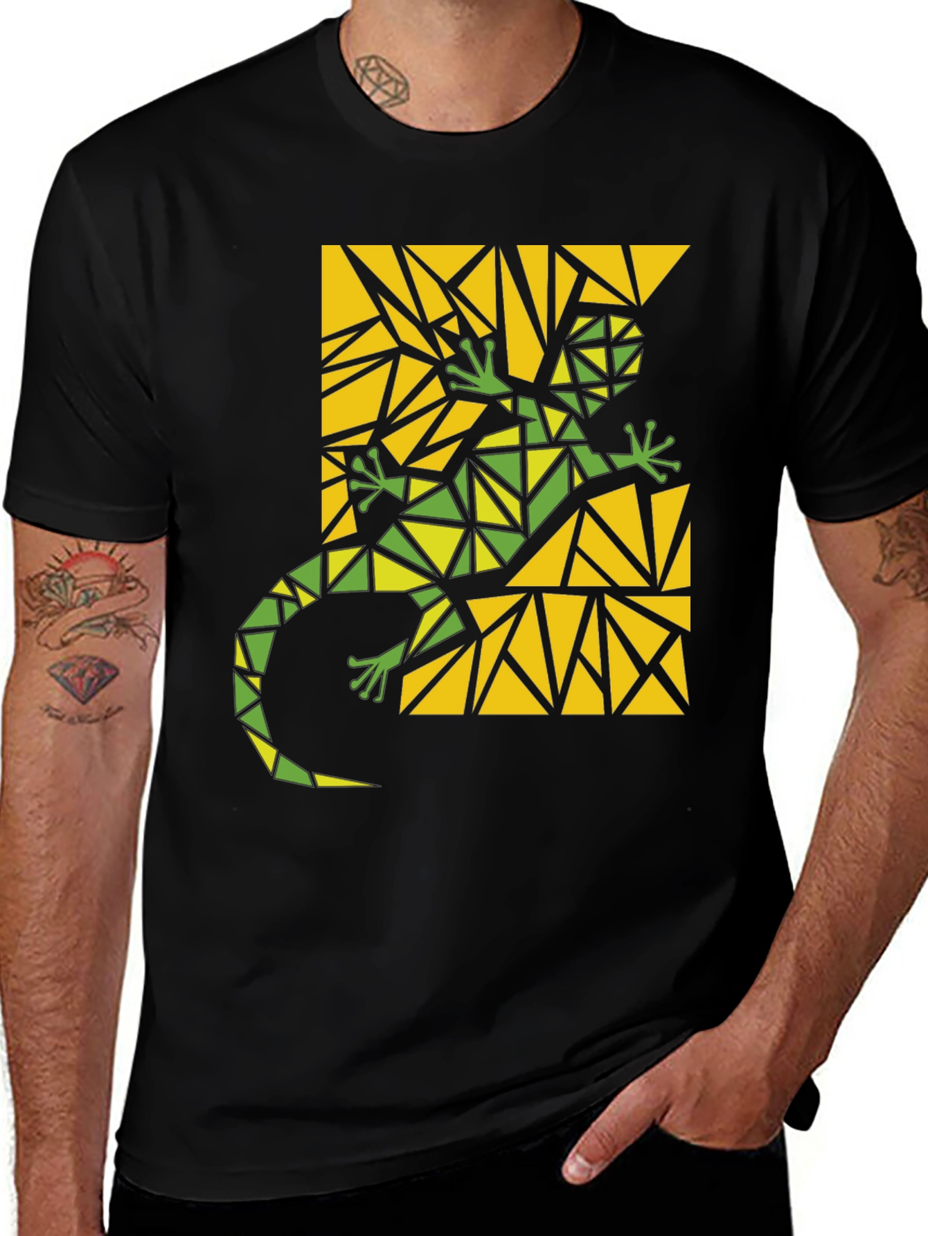 Variant 26 of Geometric Lizard Graphic Tee - Modern Art T-Shirt