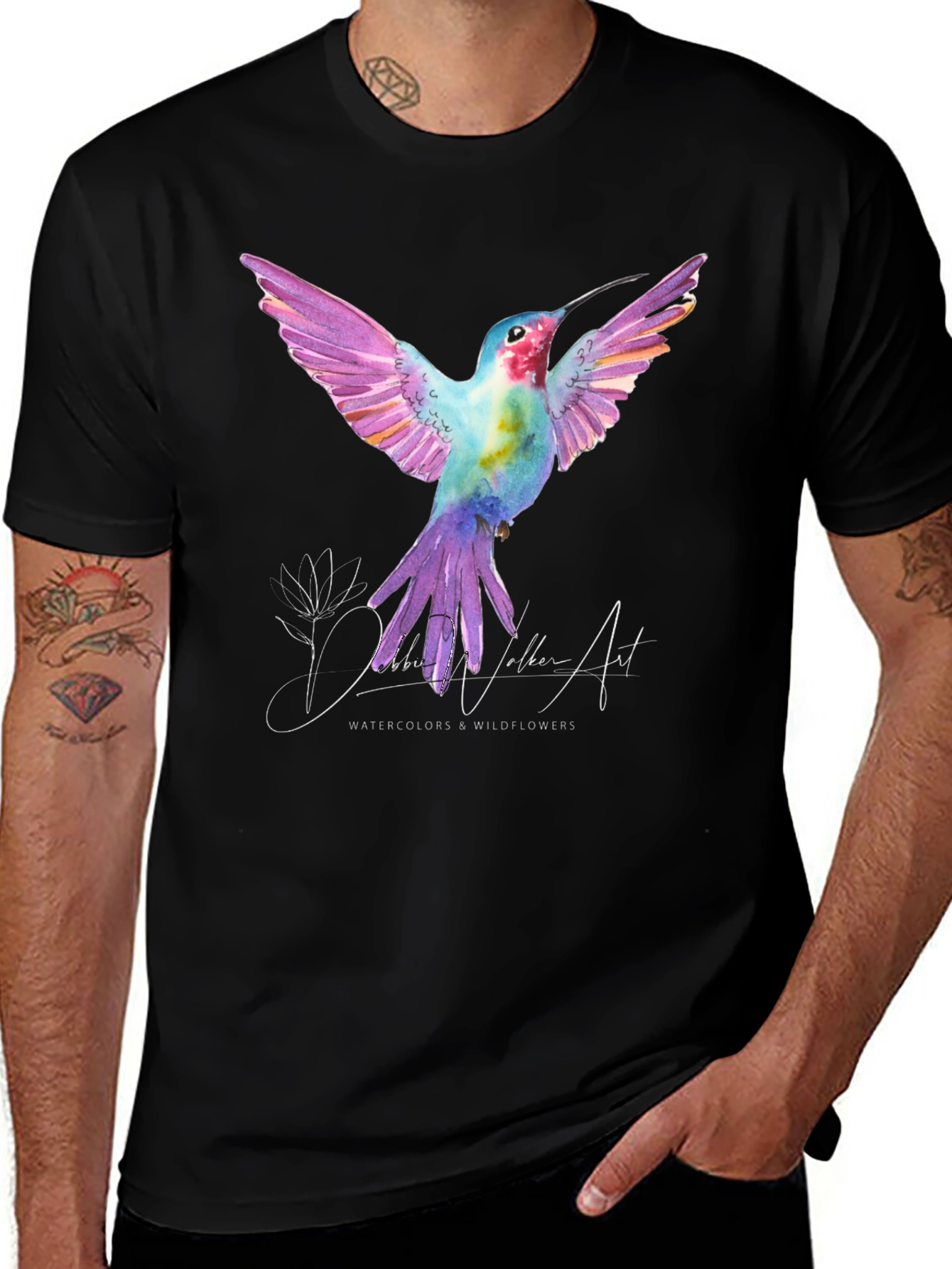 Variant 15 of Watercolor Hummingbird Graphic Tee - Nature Lover's T-Shirt
