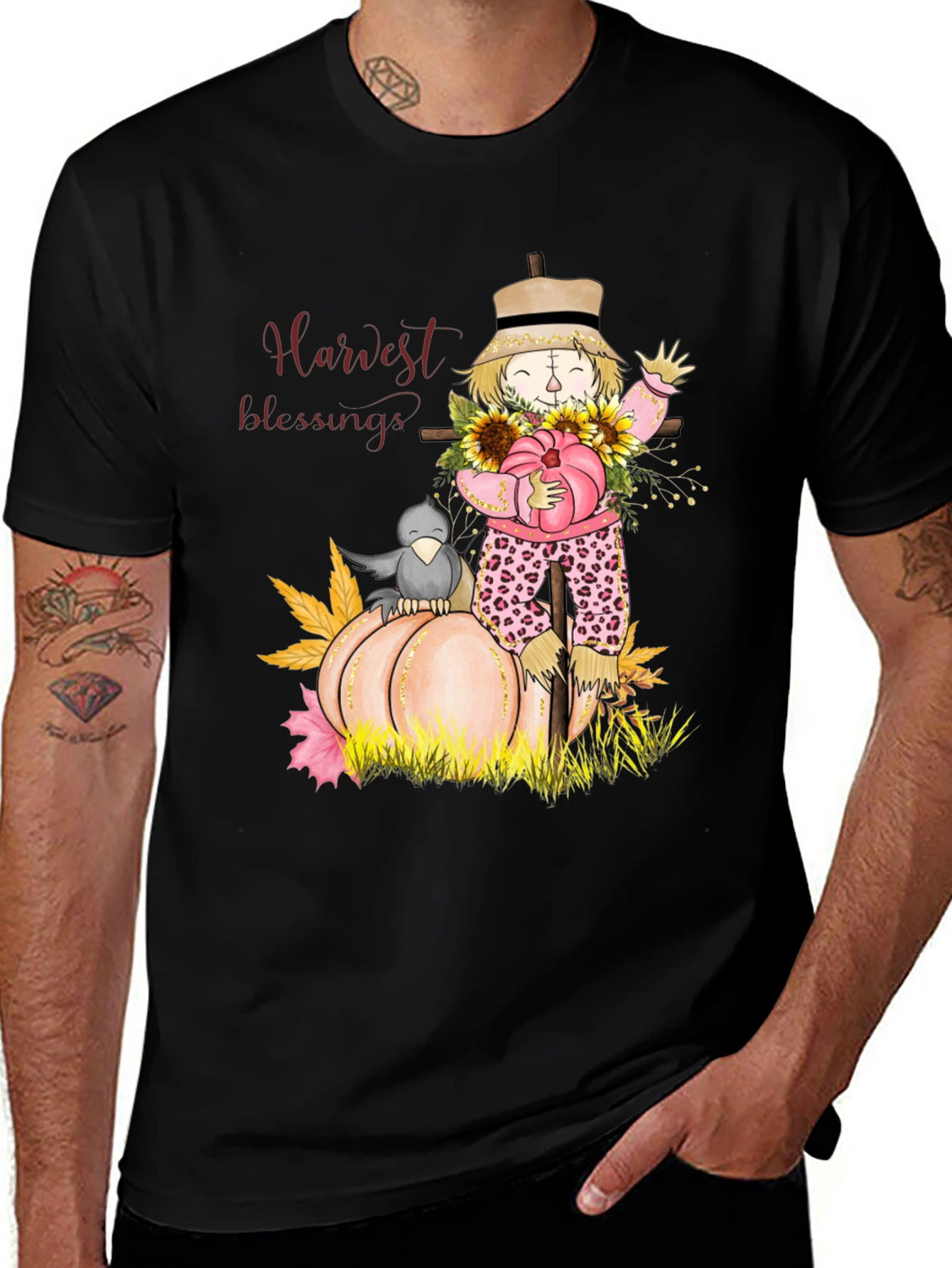Harvest Blessings Scarecrow Graphic Tee