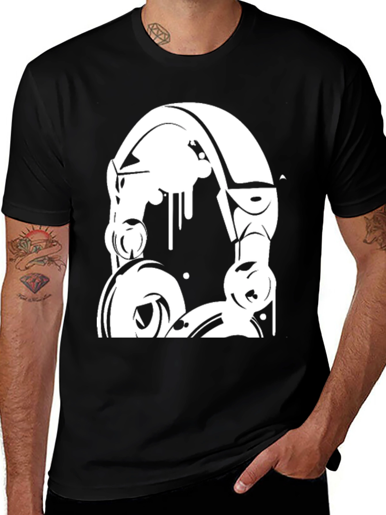 Variant 10 of Headphones Graphic Black T-Shirt