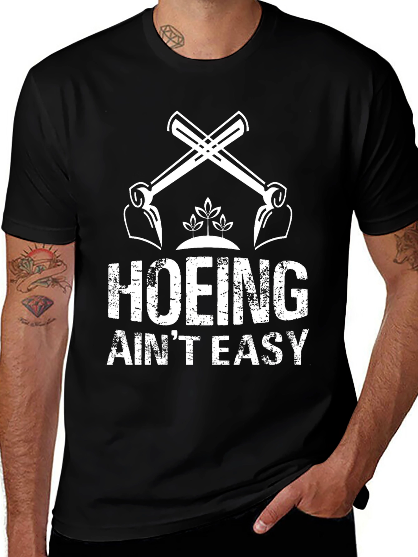Variant 16 of Hoeing Ain't Easy Funny Gardening T-Shirt