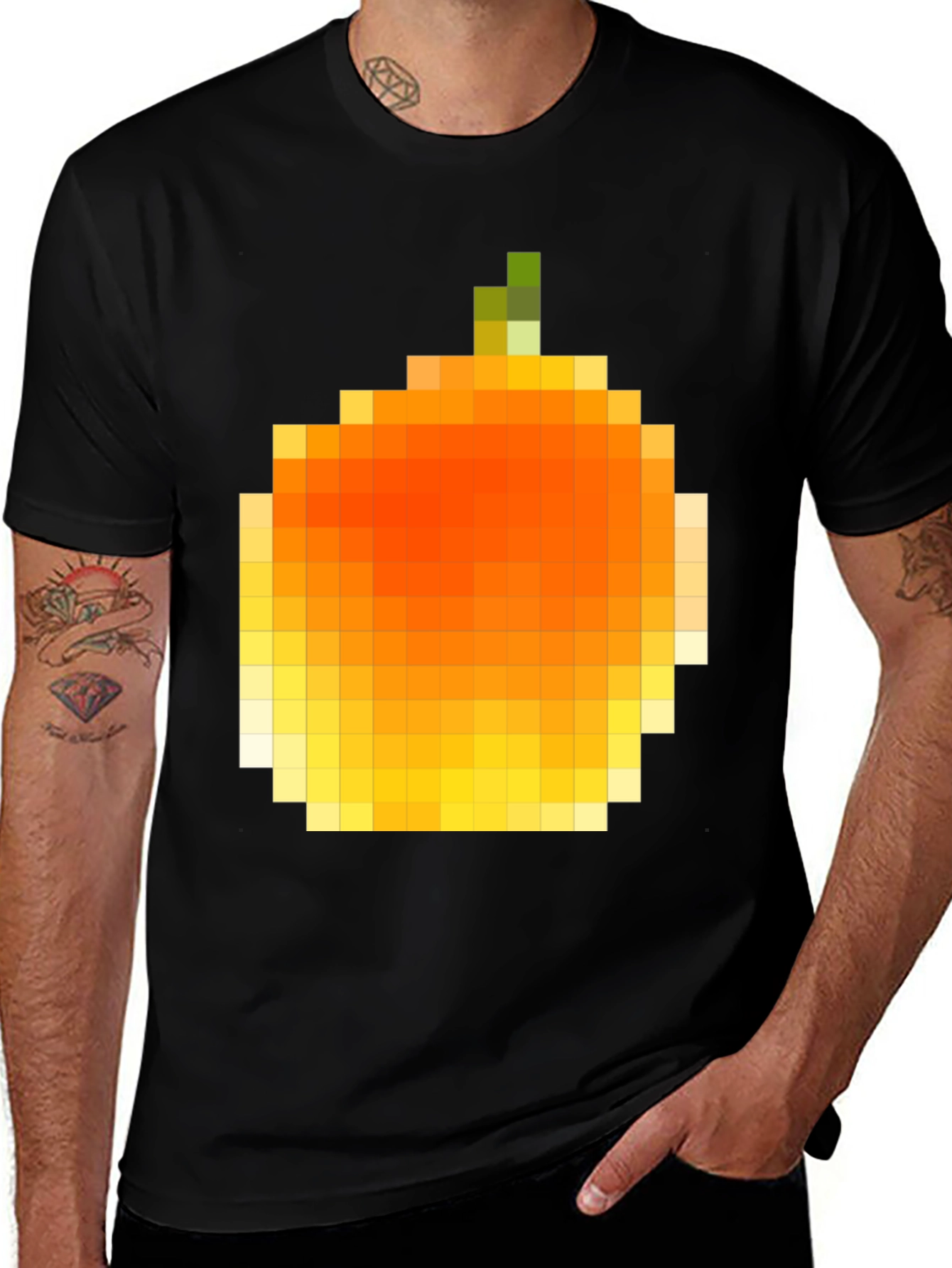 Variant 22 of Pixelated Orange Graphic Tee - Retro Style