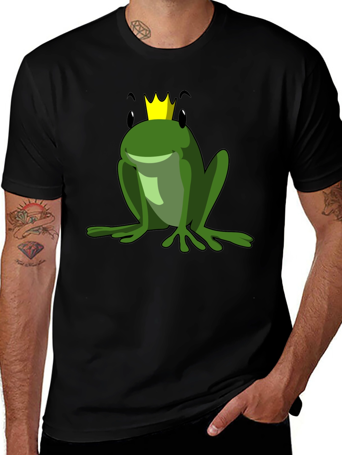Variant 3 of Frog Prince Graphic T-Shirt - Black Cotton Tee