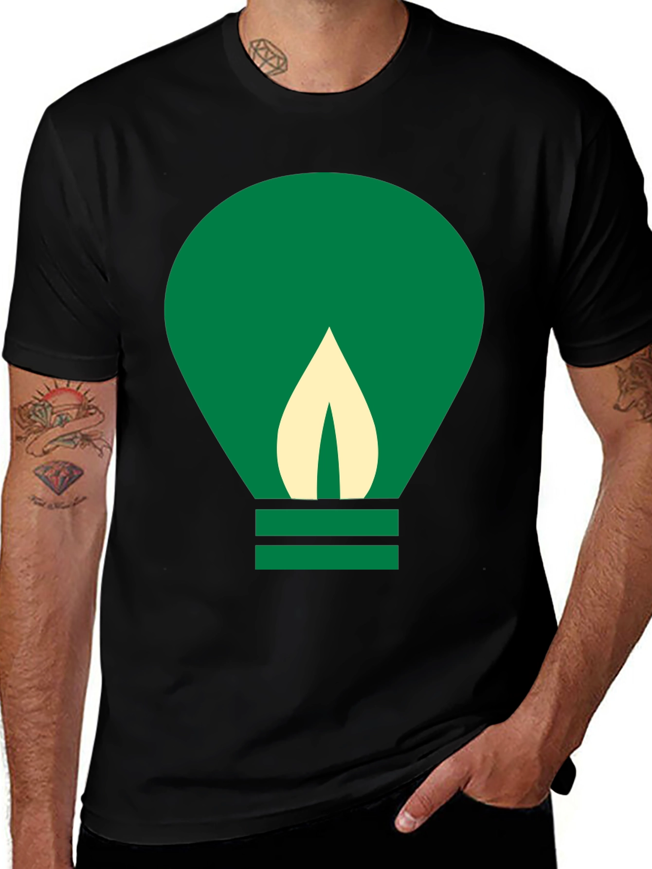 Variant 24 of Green Flame Graphic Black T-Shirt
