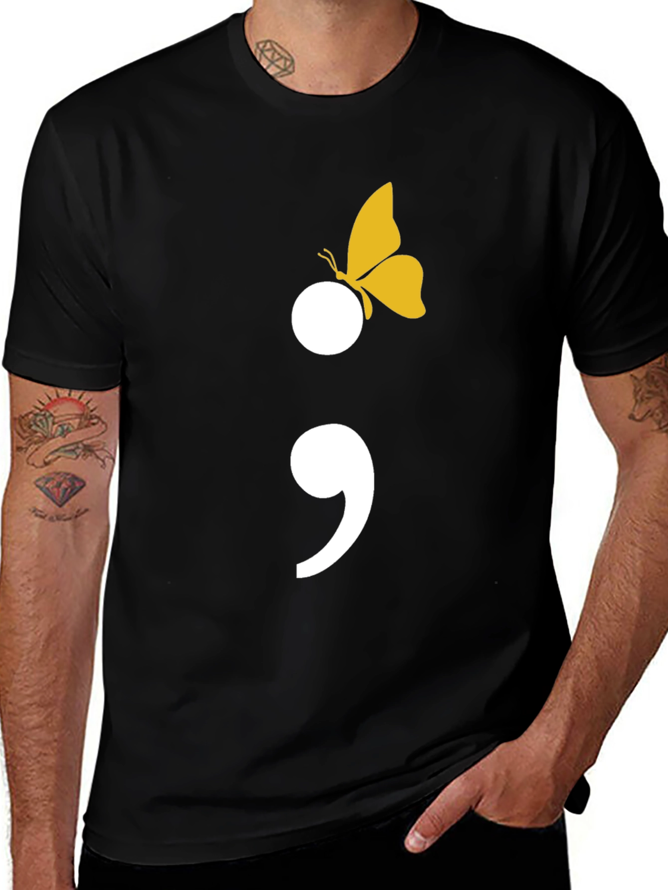 Variant 24 of Semicolon Butterfly Graphic Tee - Mental Health Awareness