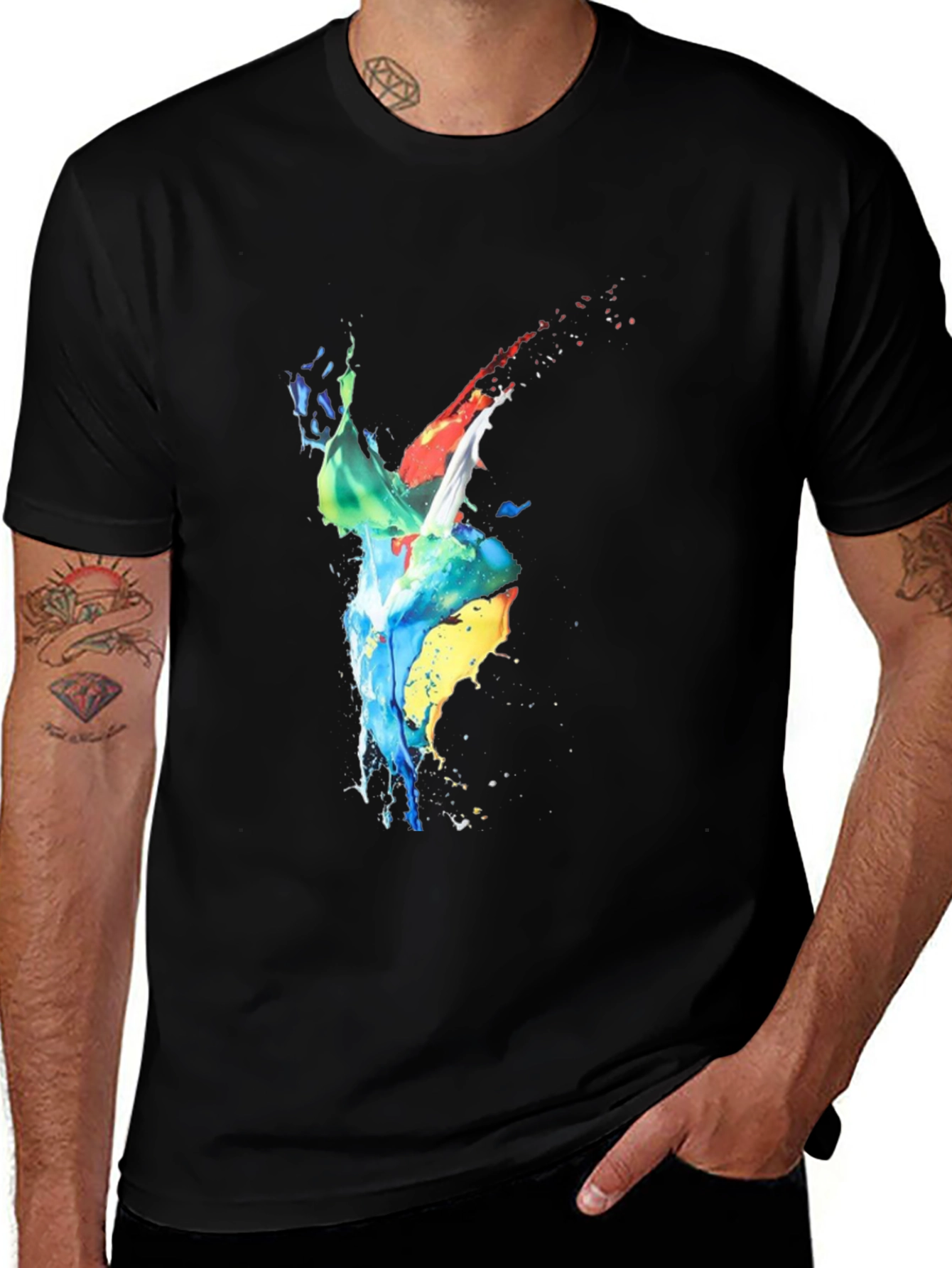 Variant 13 of Abstract Splatter Art Black T-Shirt