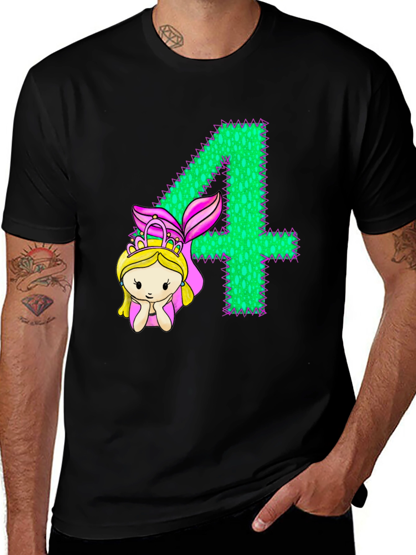 Variant 18 of Mermaid Birthday Girl T-Shirt - Number 4