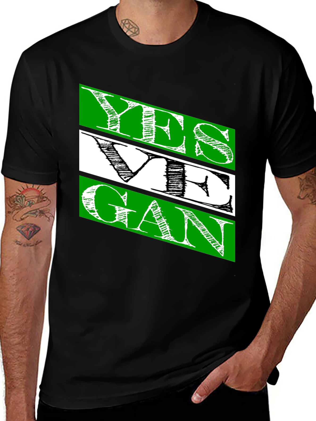 Black Yes We Gan T-Shirt | Men's Black Cotton Tee main image