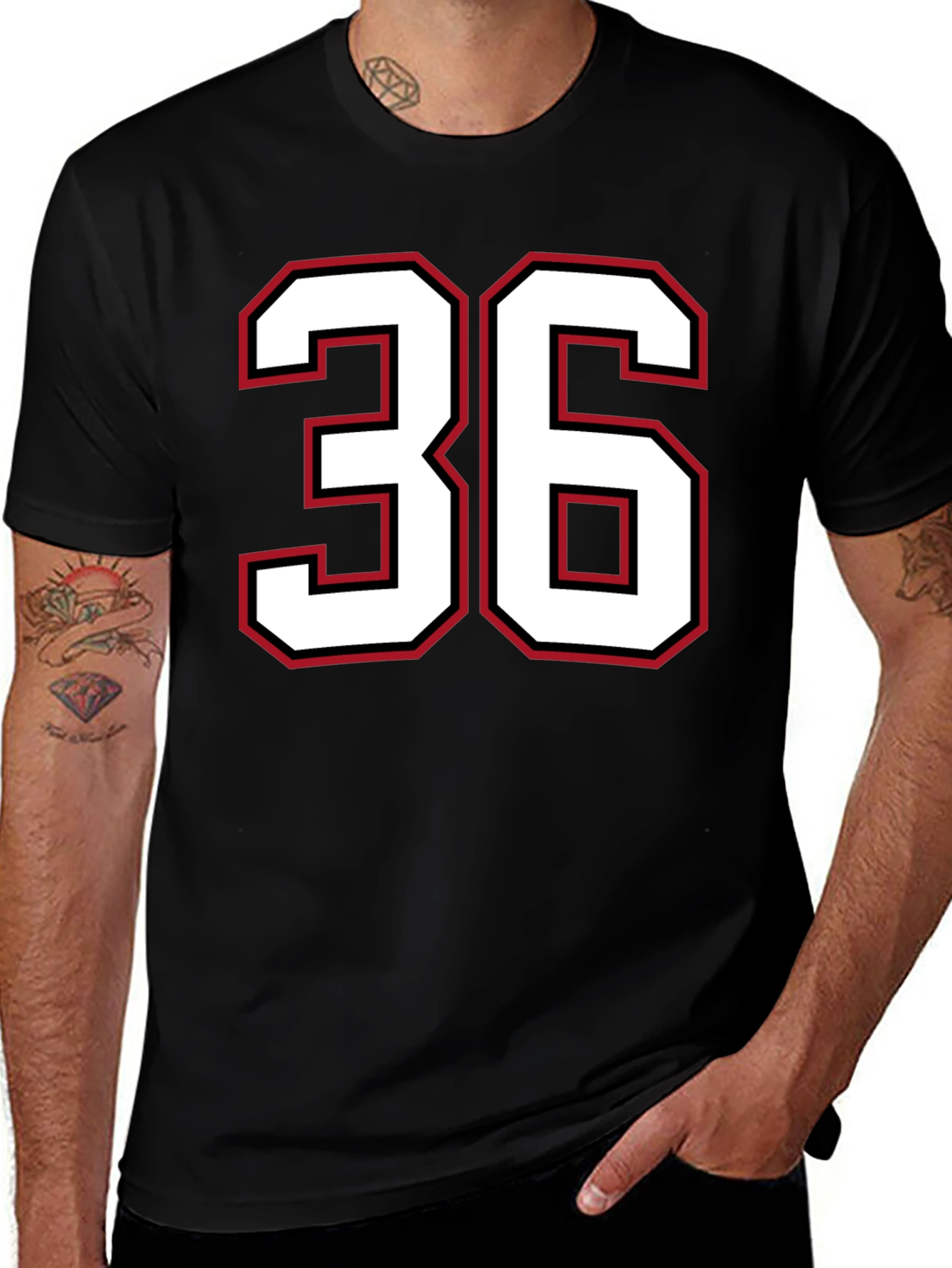 Variant 24 of Number 36 Jersey Style T-Shirt - Black