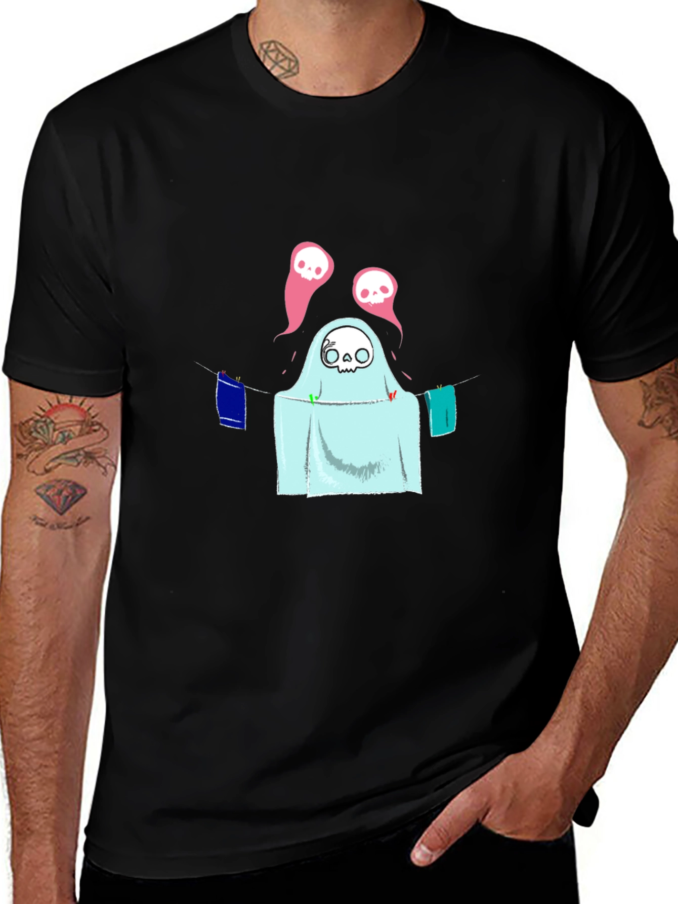 Variant 22 of Spooky Laundry Ghost T-Shirt - Halloween Fun