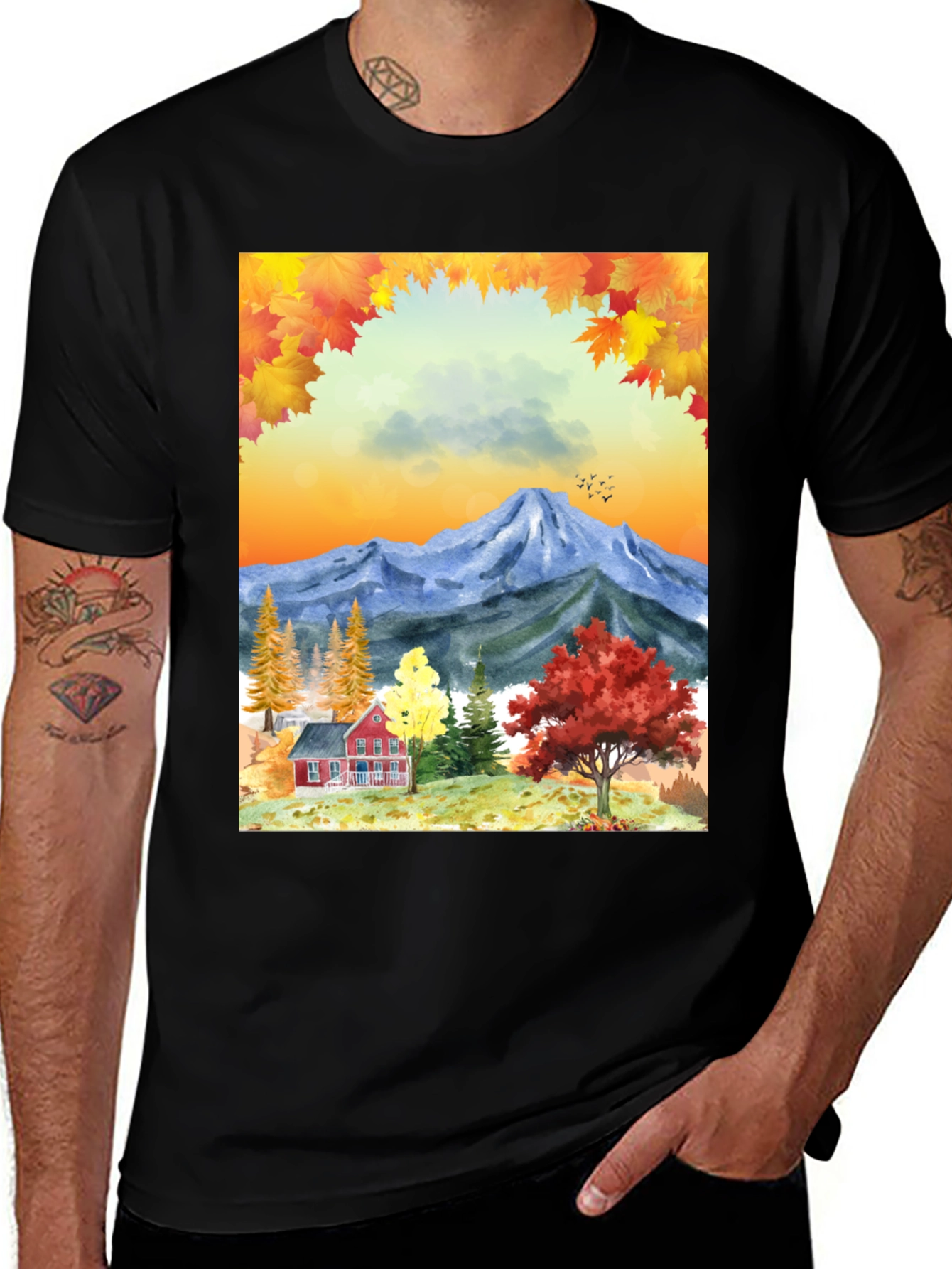 Variant 14 of Autumn Mountain House Graphic Tee
