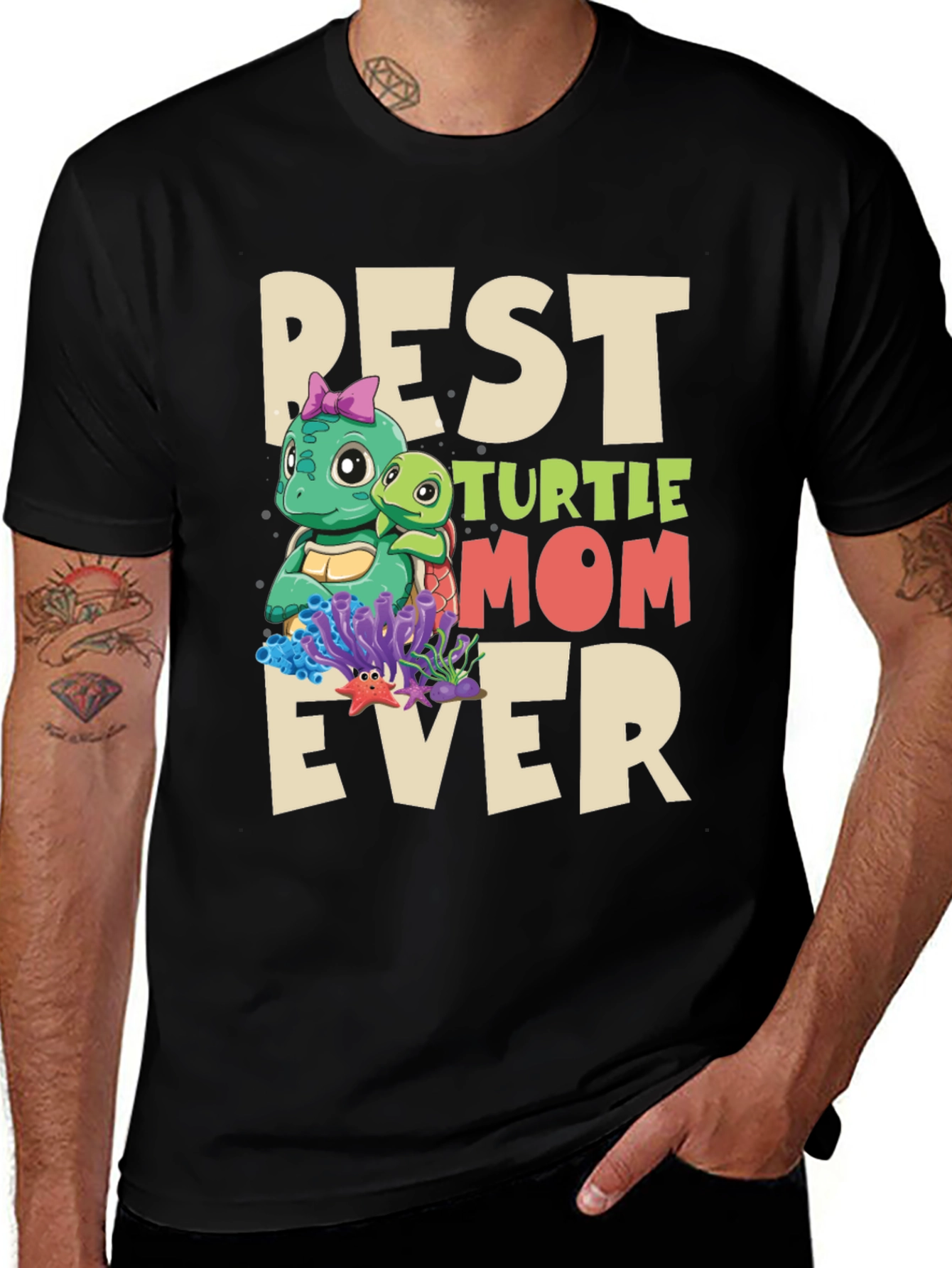 Variant 26 of Best Turtle Mom Ever T-Shirt - Cute Graphic Tee