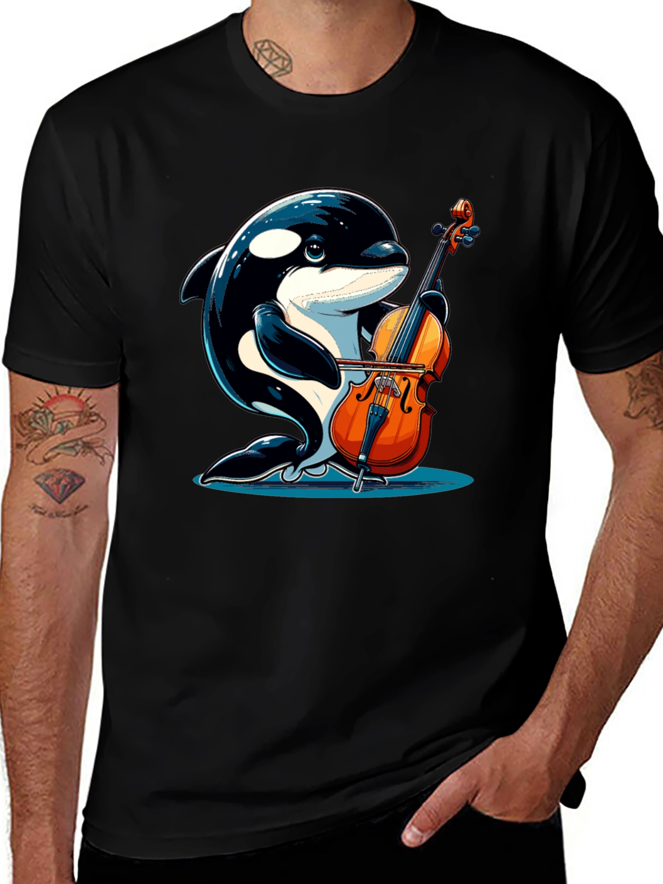 Variant 27 of Orca Playing Cello Graphic Tee