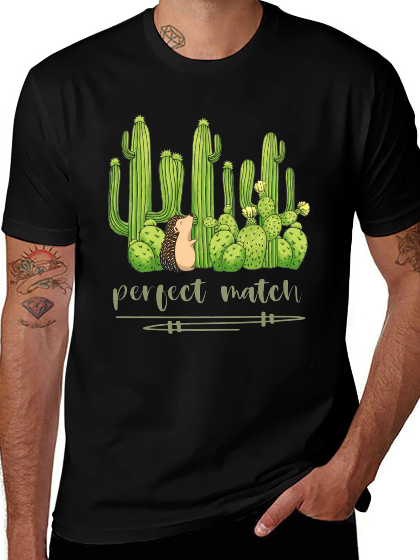 Variant 9 of Cactus Hedgehog Graphic T-Shirt - Perfect Match Tee
