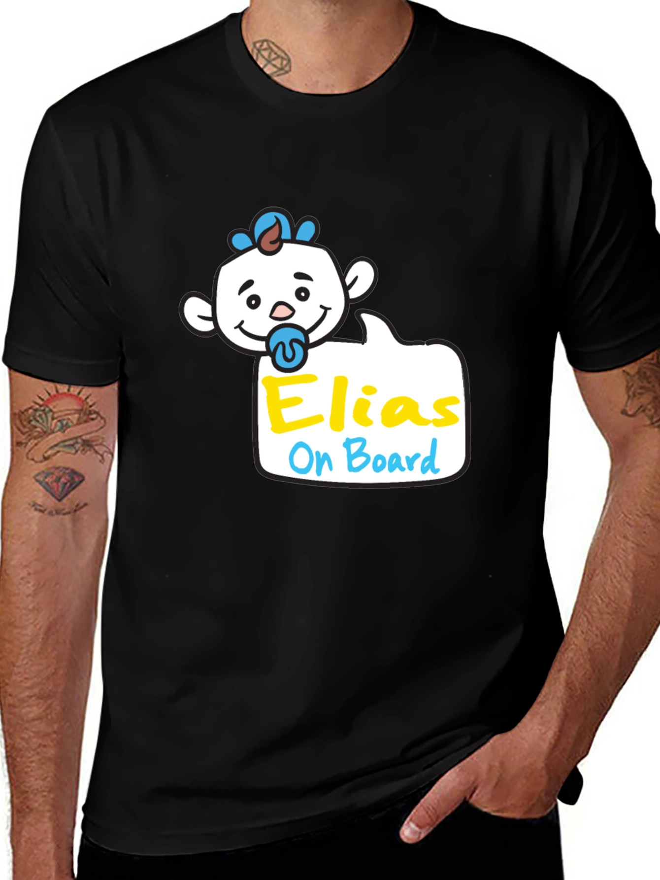 Elias On Board Baby Tee - Black